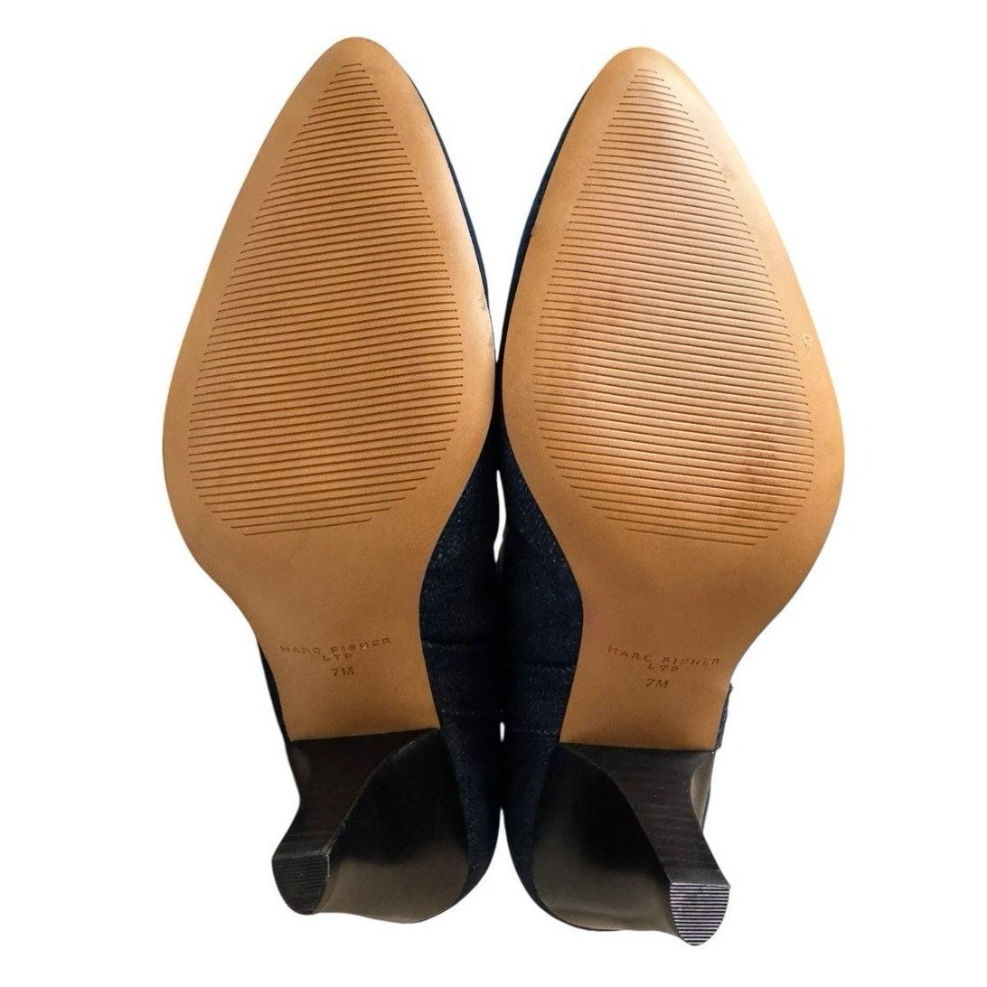 Marc Fisher Marc Fisher NEW Carissa Pull On Boots Blue Denim Size US 7 / IT 37 - 6 Thumbnail