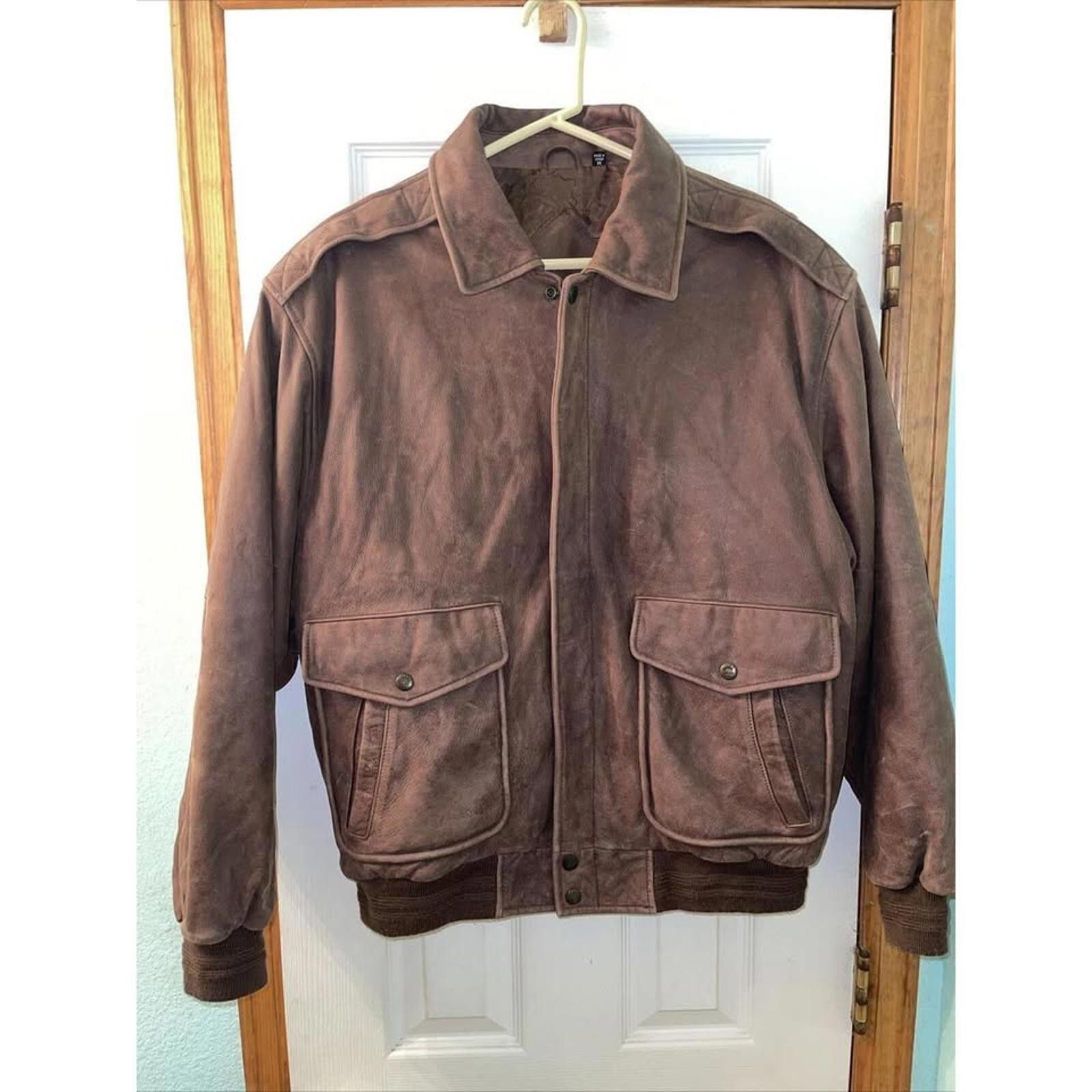 Other Vintage Brown Leather Bomber Jacket Size US M / EU 48-50 / 2 - 1 Thumbnail
