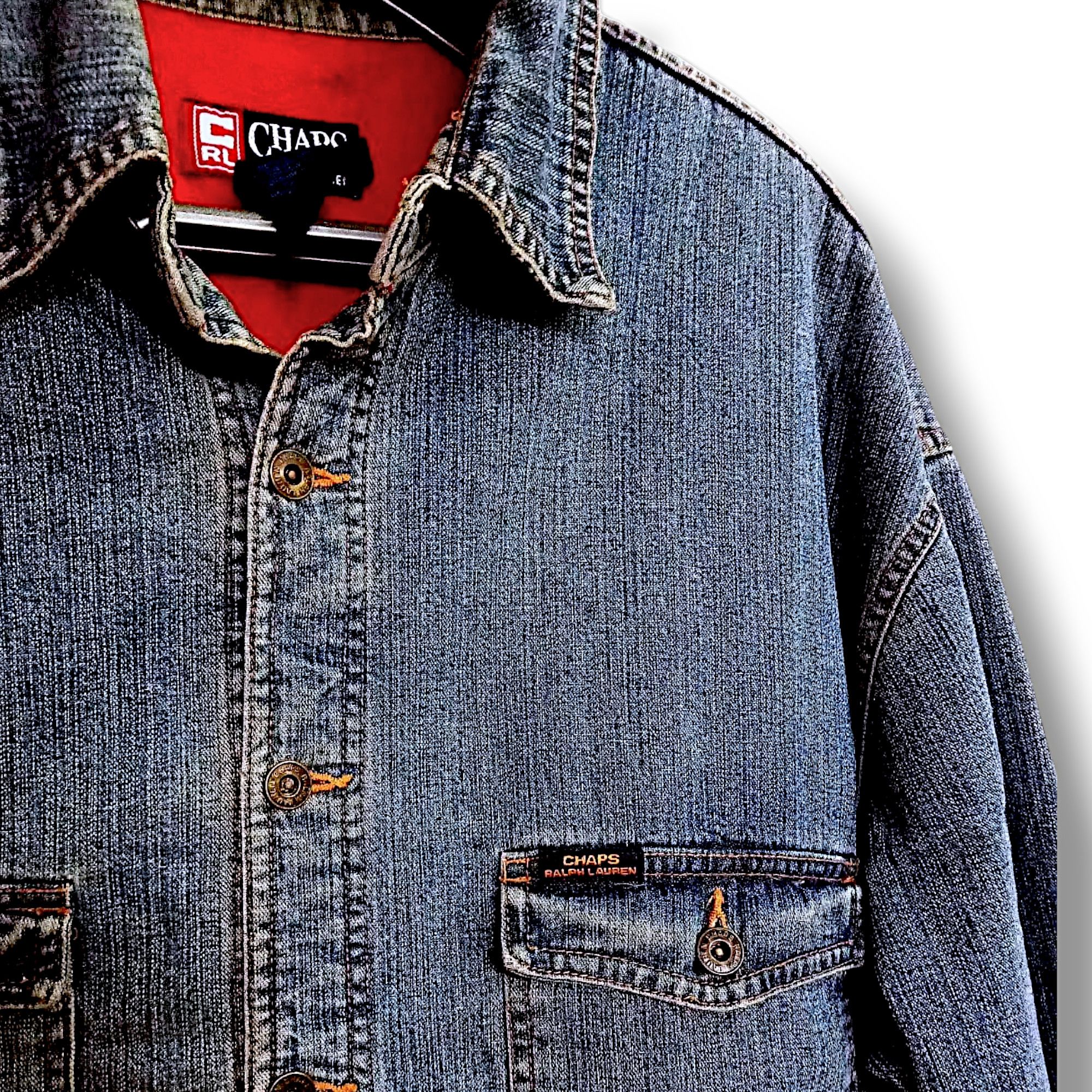Chaps Ralph Lauren Vintage Polo Ralph Lauren Denim Fleece 90s workwear Size US XL / EU 56 / 4 - 1 Thumbnail