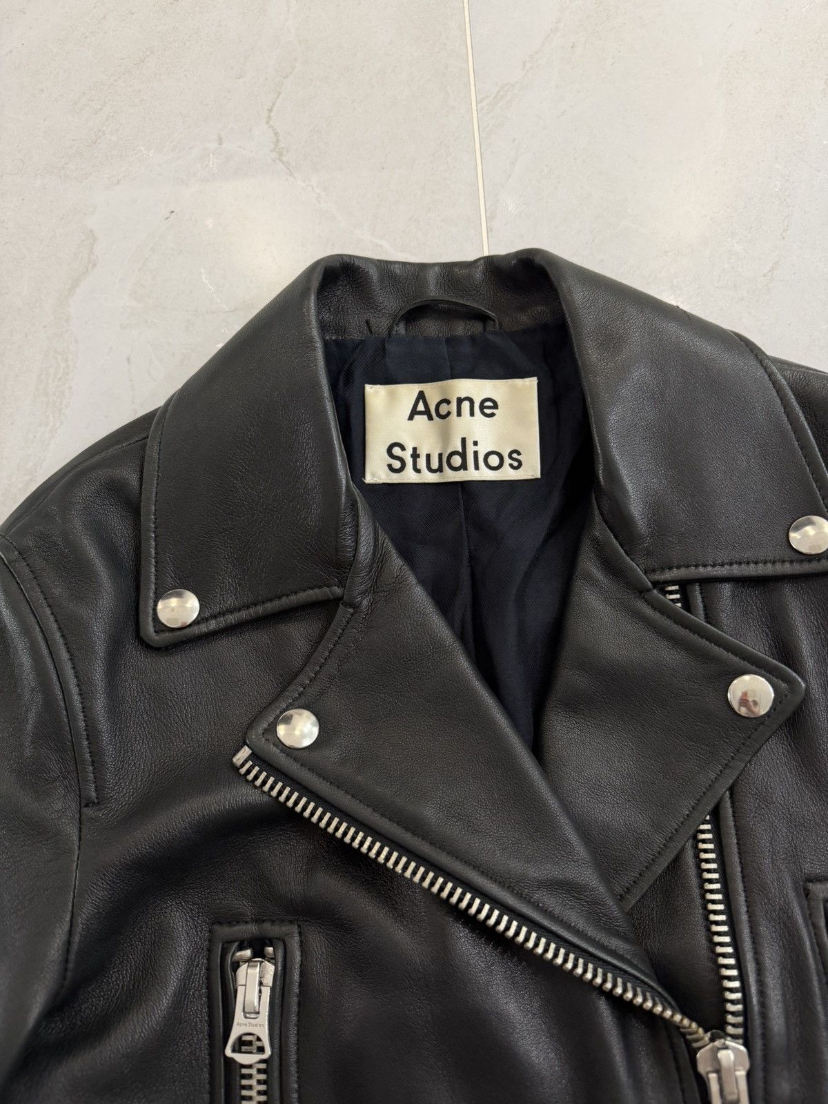 Acne Studios Acne Lamb Leather Motojacket with belt Sz.34 Size XS / US 0-2 / IT 36-38 - 3 Thumbnail