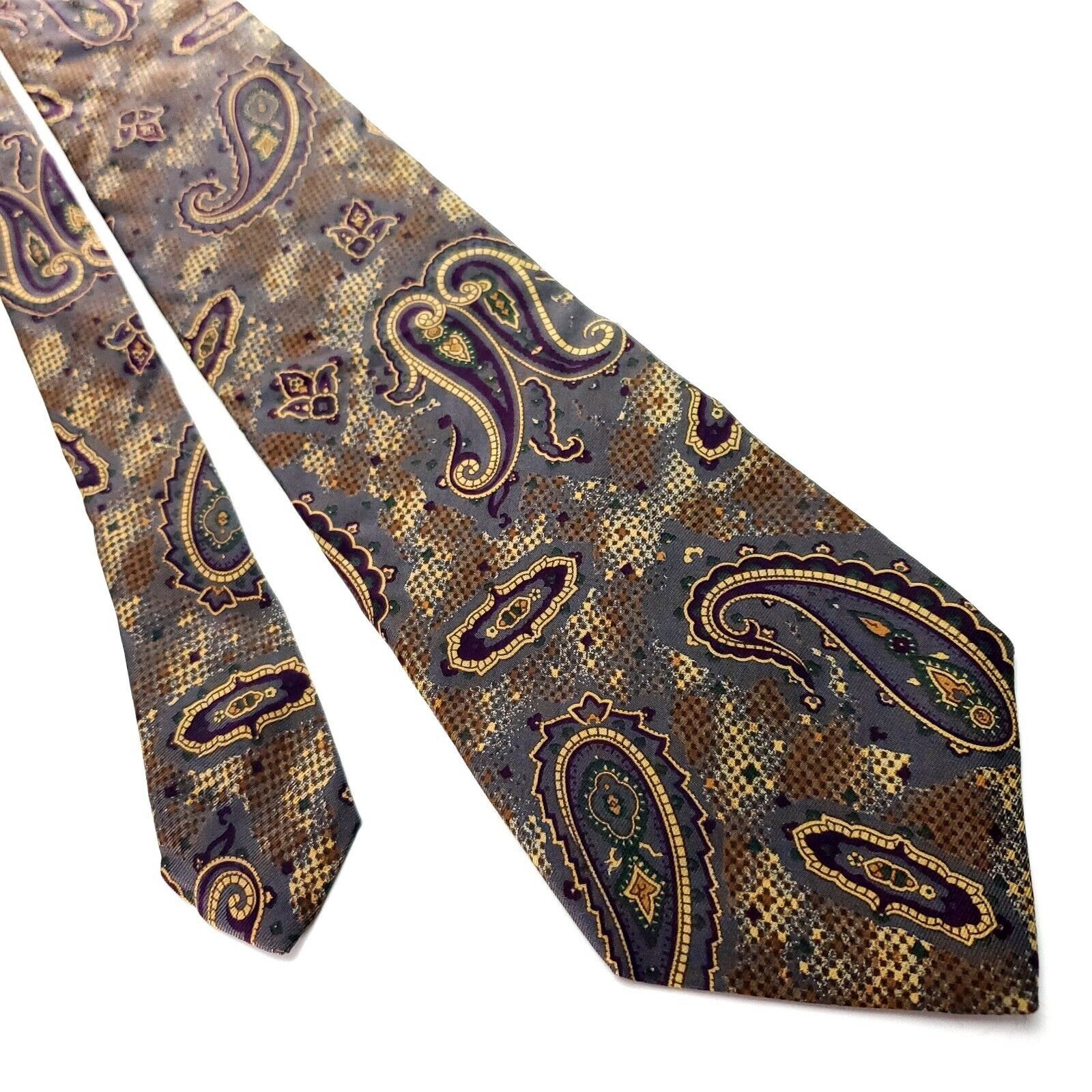 Liberty London Liberty Of London Brown & Grey Silk Tie Woven Short Paisley Size ONE SIZE - 1 Thumbnail