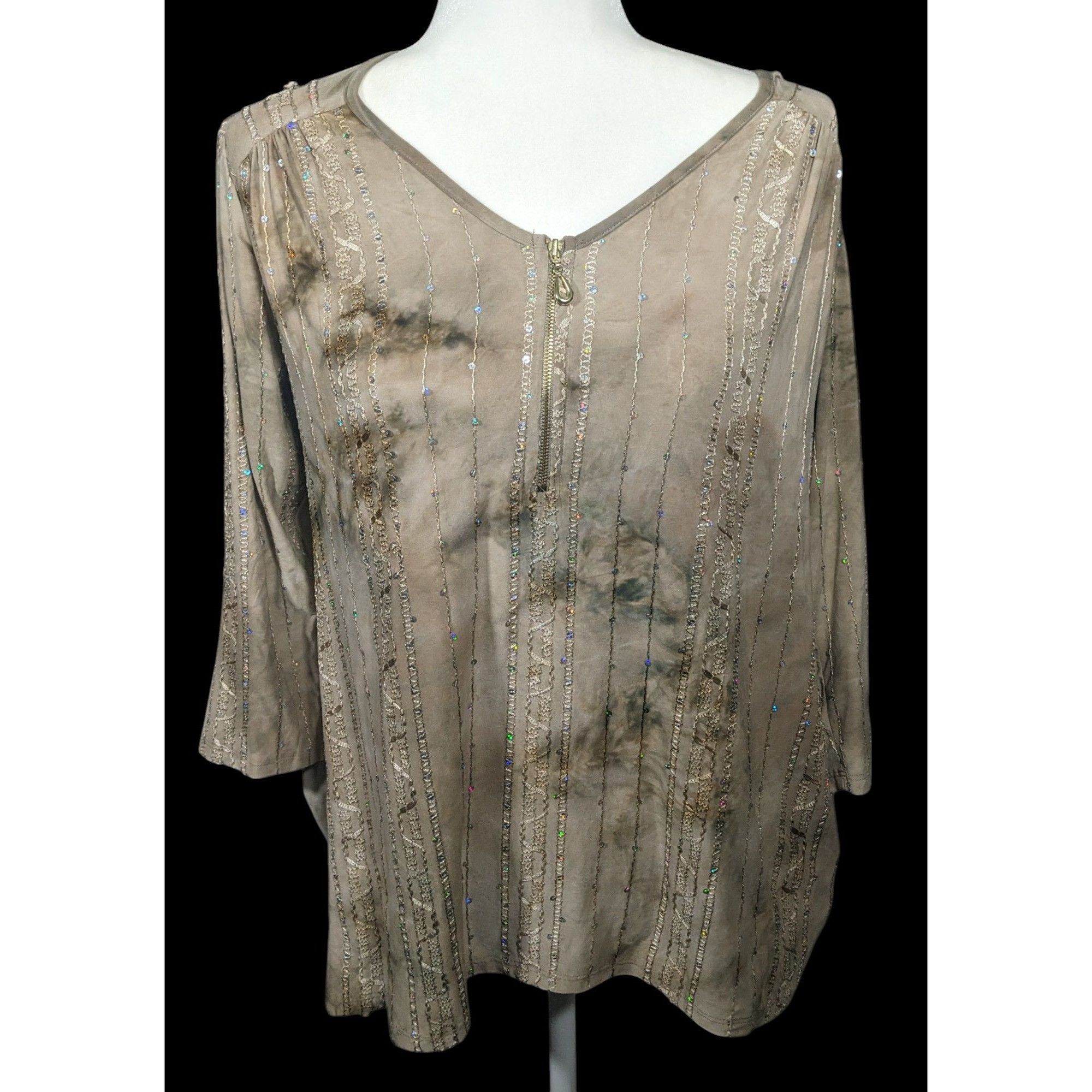 Other Sami & Jo Bohemian Tan Tie Dye Embroidered Sequin Tunic Size Size M / US 6-8 / IT 42-44 - 1 Thumbnail