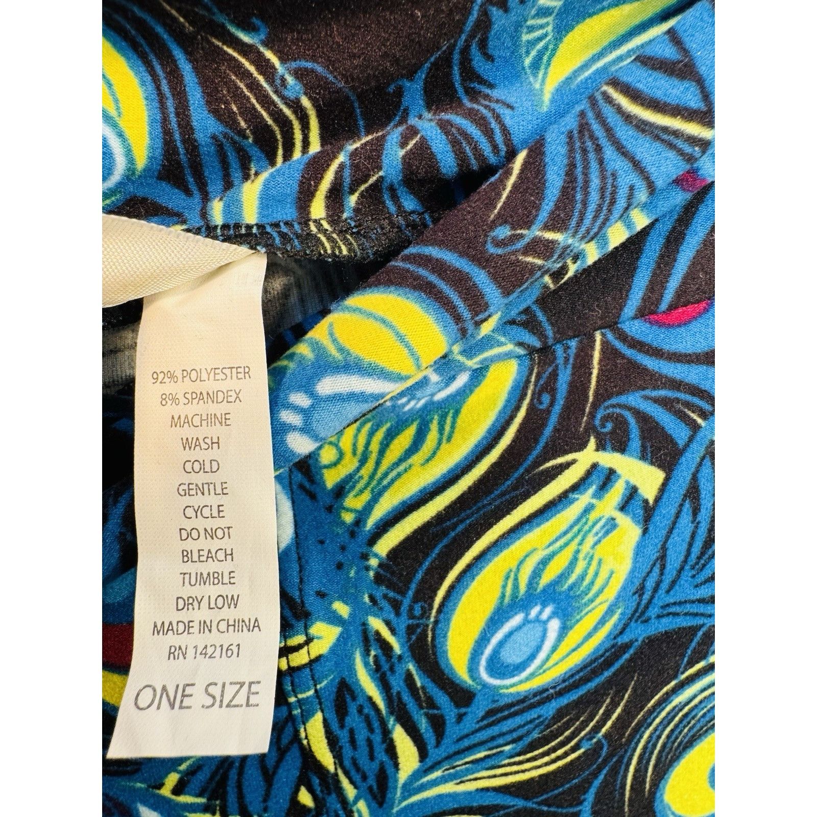 Other LuLaRoe Leggings OS One Size BLUE PEACOCK FEATHERS Gently Us Size 29" - 9 Thumbnail