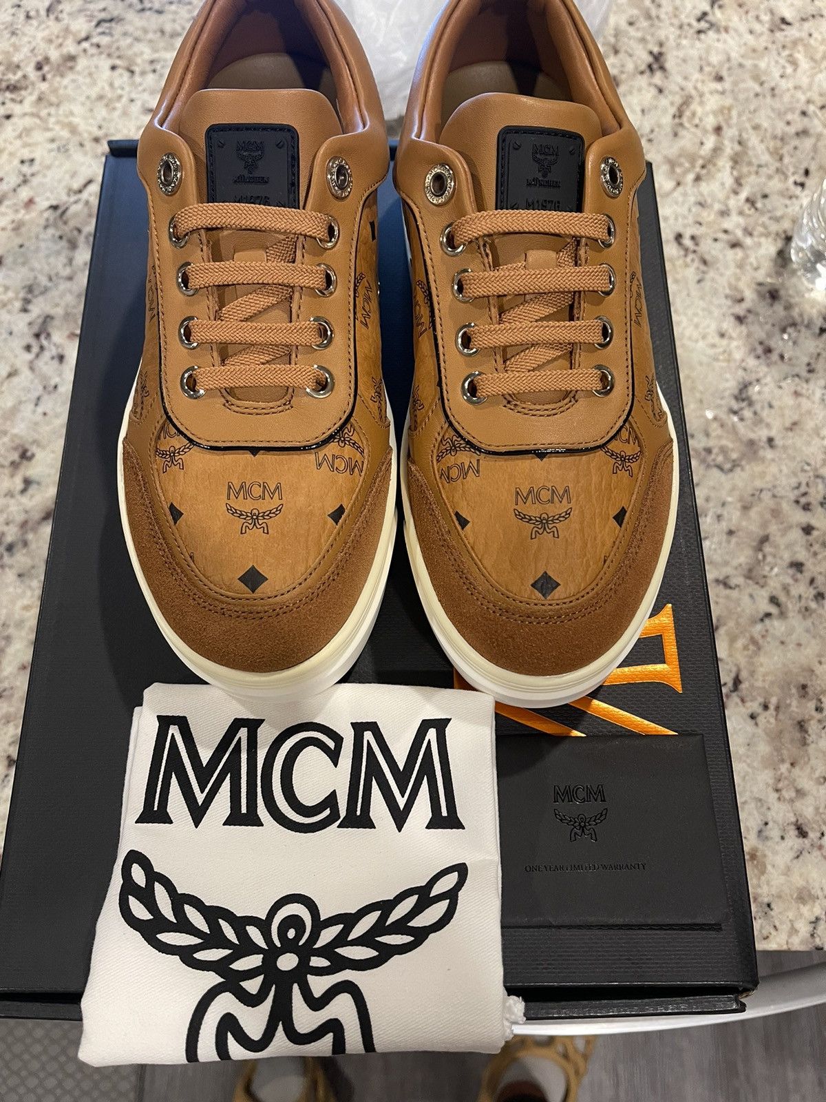 MCM MCM Skyward Platform Sneakers (Cognac) Size US 7 / IT 37 - 4 Thumbnail