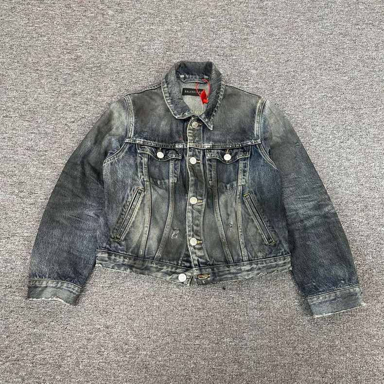 Balenciaga Balenciaga 23SS Distressed Denim Jacket - dmc Size US L / EU 52-54 / 3 - 1 Thumbnail