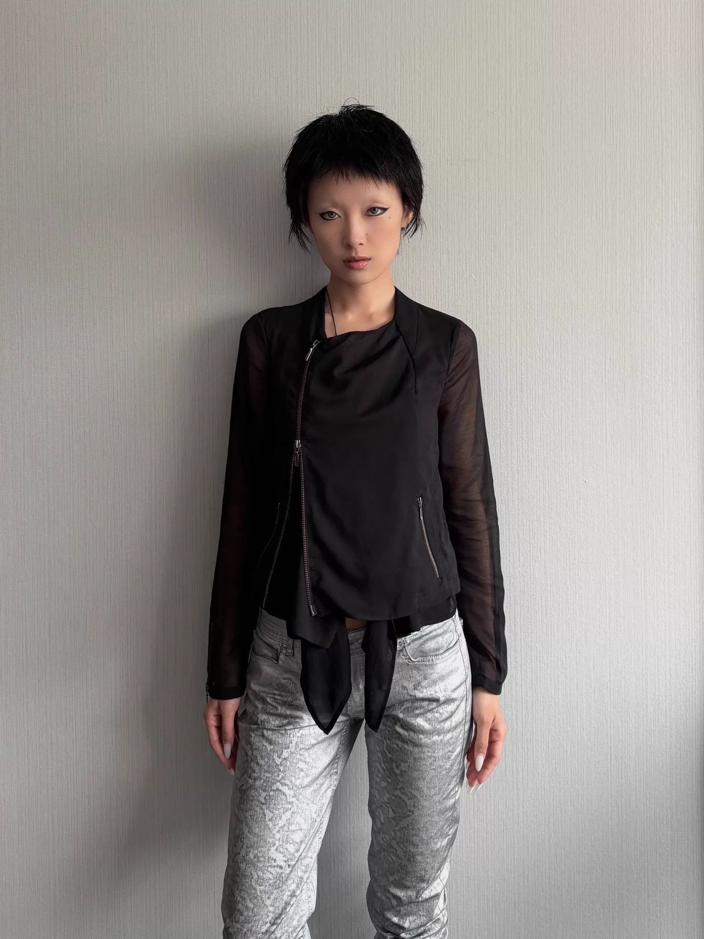 Vintage Vintage Japanese Sheer Panel Irregular Hem Jacket 38 Size XS / US 0-2 / IT 36-38 - 1 Thumbnail
