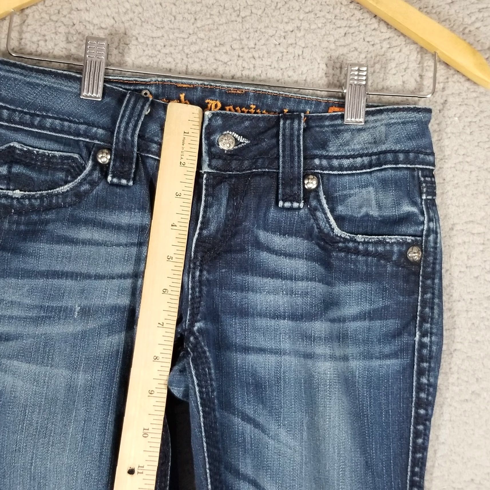 Vintage VINTAGE Rock Revival Women's Jeans Skinny Dark Blue Denim Stretch 26 Debbie Low Rise Fall Winter Girls Size 28" / US 6 / IT 42 - 5 Thumbnail