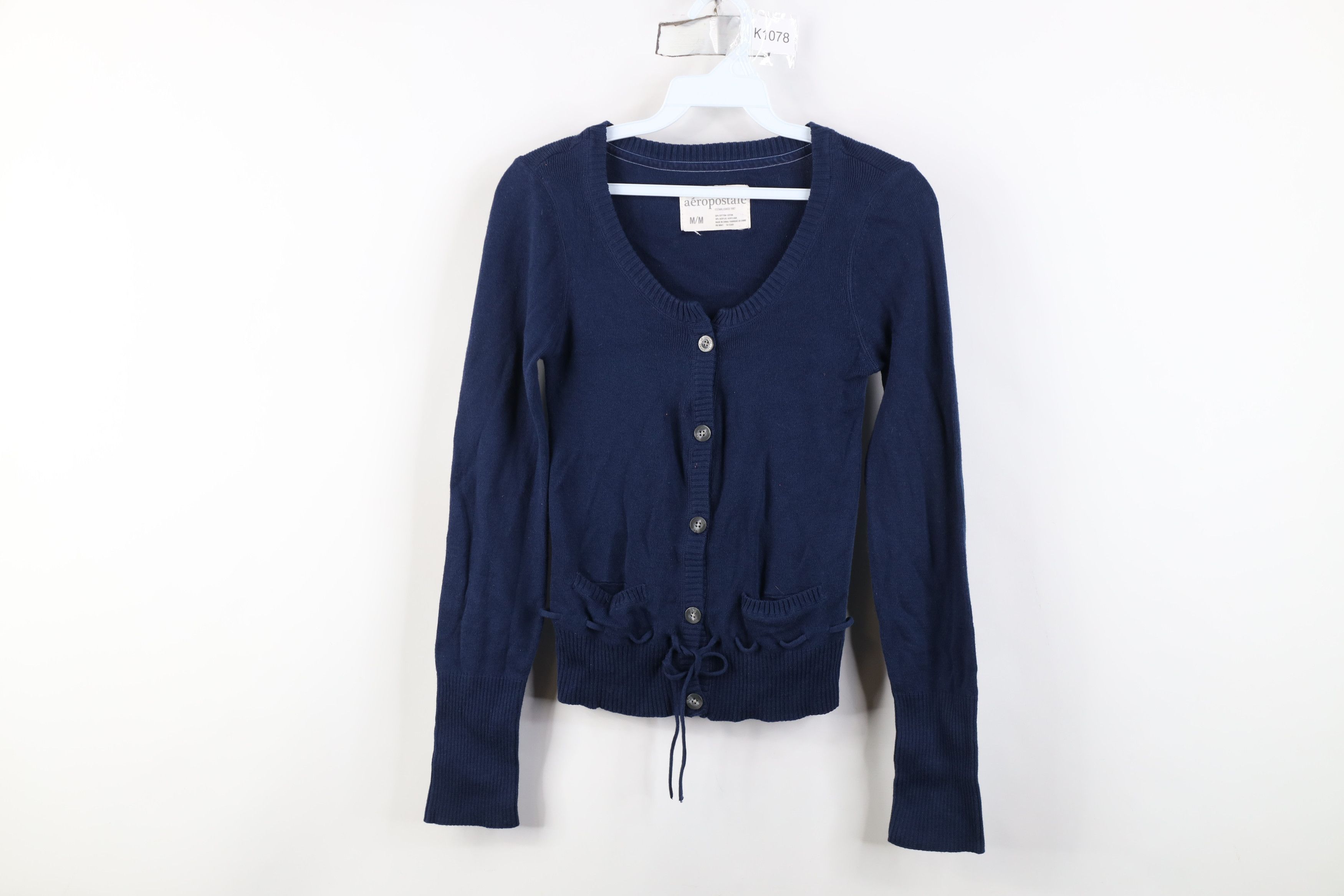 Aeropostale Vintage 90s Y2K Aeropostale Cropped Cardigan Sweater Blue Size M / US 6-8 / IT 42-44 - 1 Thumbnail