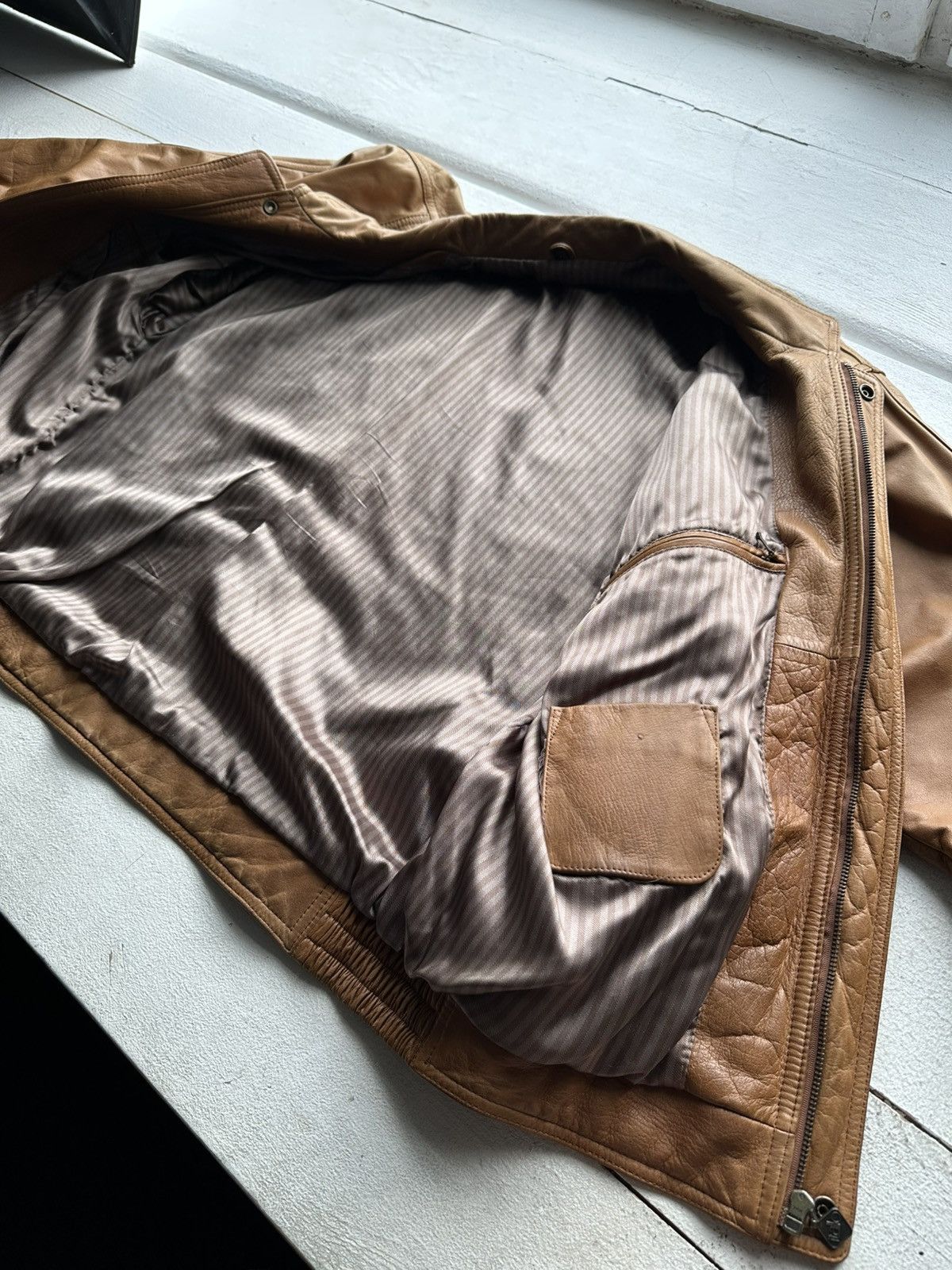 Vintage VNTG🚨 LEATHER JACKET CROPPED AVANT GARDE Y2K MOTO COWBOY Size US L / EU 52-54 / 3 - 9 Thumbnail