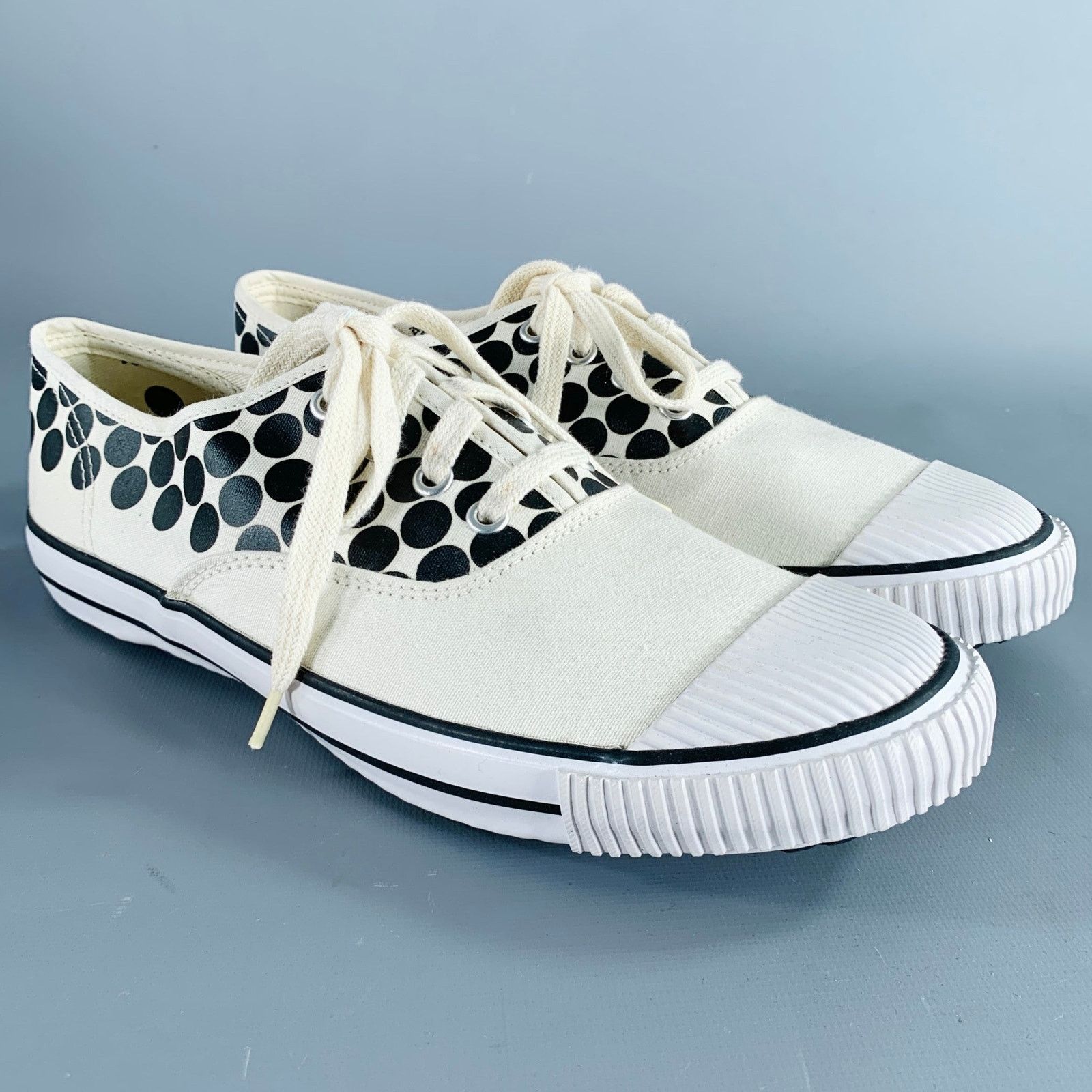 Comme des Garcons Winter 2014 Size 9 Cream Black Polka Dot Canvas Sneakers Size US 9 / EU 42 - 1 Thumbnail