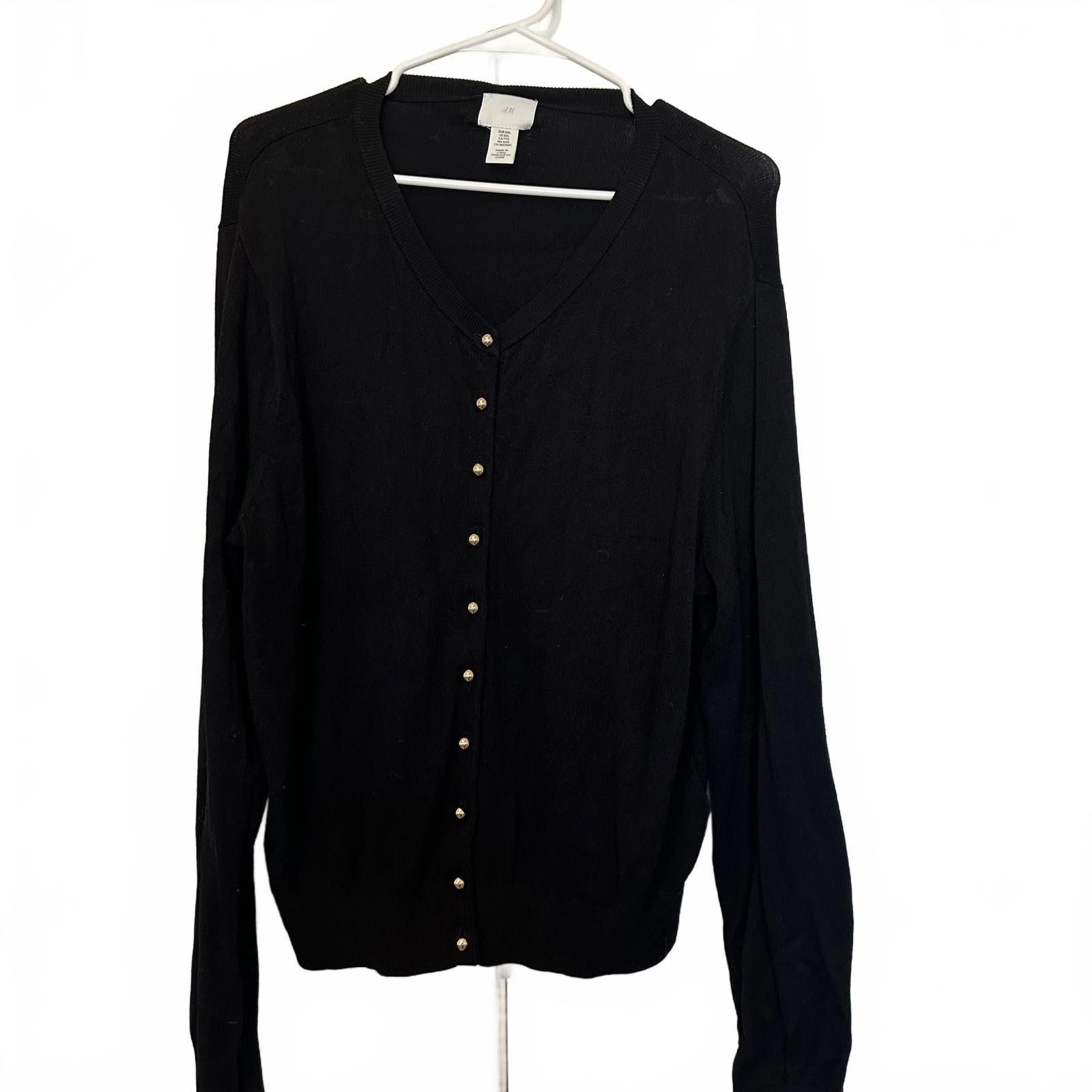 H&M H&M Black Cardigan with Gold Buttons Size XXL / US 16-18 / IT 52-54 - 1 Thumbnail