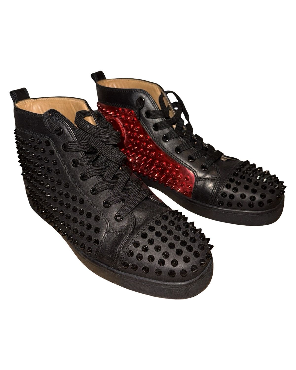 Christian Louboutin Louis Flat Calf Metal Spikes Sneaker