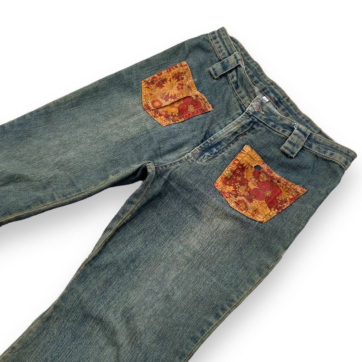 If Six Was Nine × Japanese Brand × Le Grande Bleu (L.G.B.) 🇯🇵 VINTAGE JAPANESE SUPER FLARE REWORKED RUSTY DENIM PANTS Size 30" / US 8 / IT 44 - 3 Thumbnail