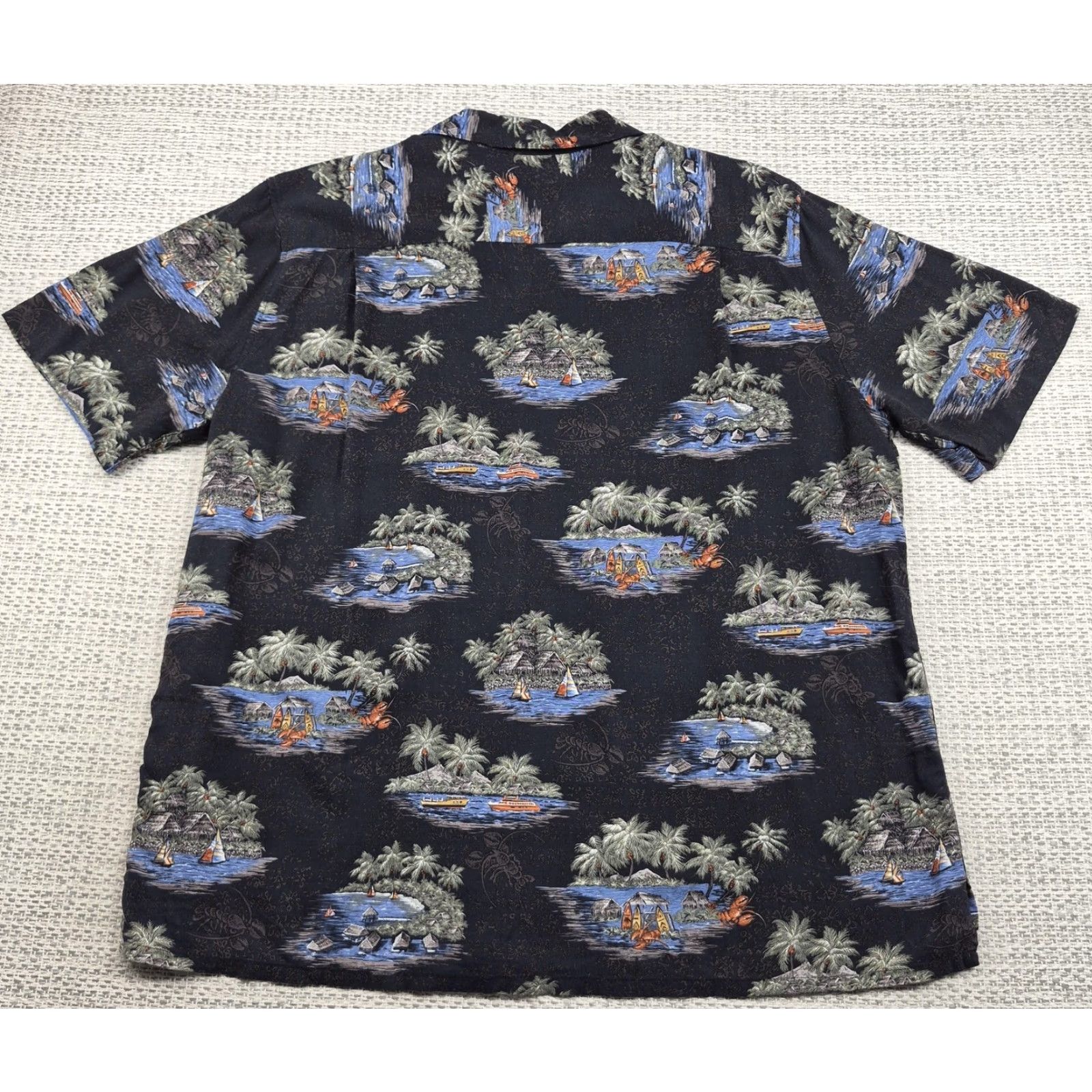ALOHAS Batik Bay Shirt Mens XL Button-Up Black Multicolor Tropical Island Print Rayon Shirt Size US XL / EU 56 / 4 - 7 Thumbnail