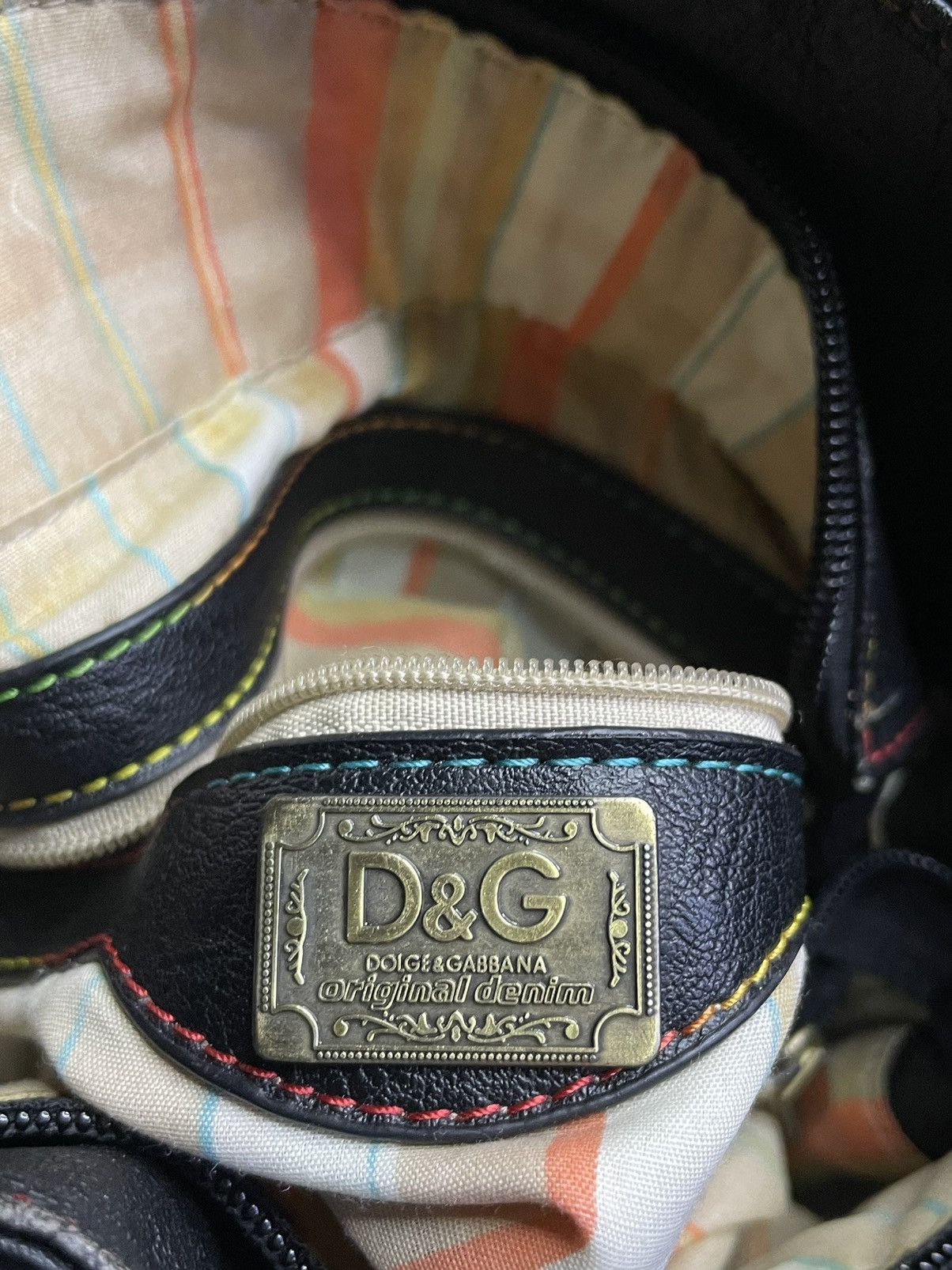 Dolce & Gabbana Vintage 00’s Dolce & Gabbana Y2K Striped Leather Bag RARE Size ONE SIZE - 10 Thumbnail