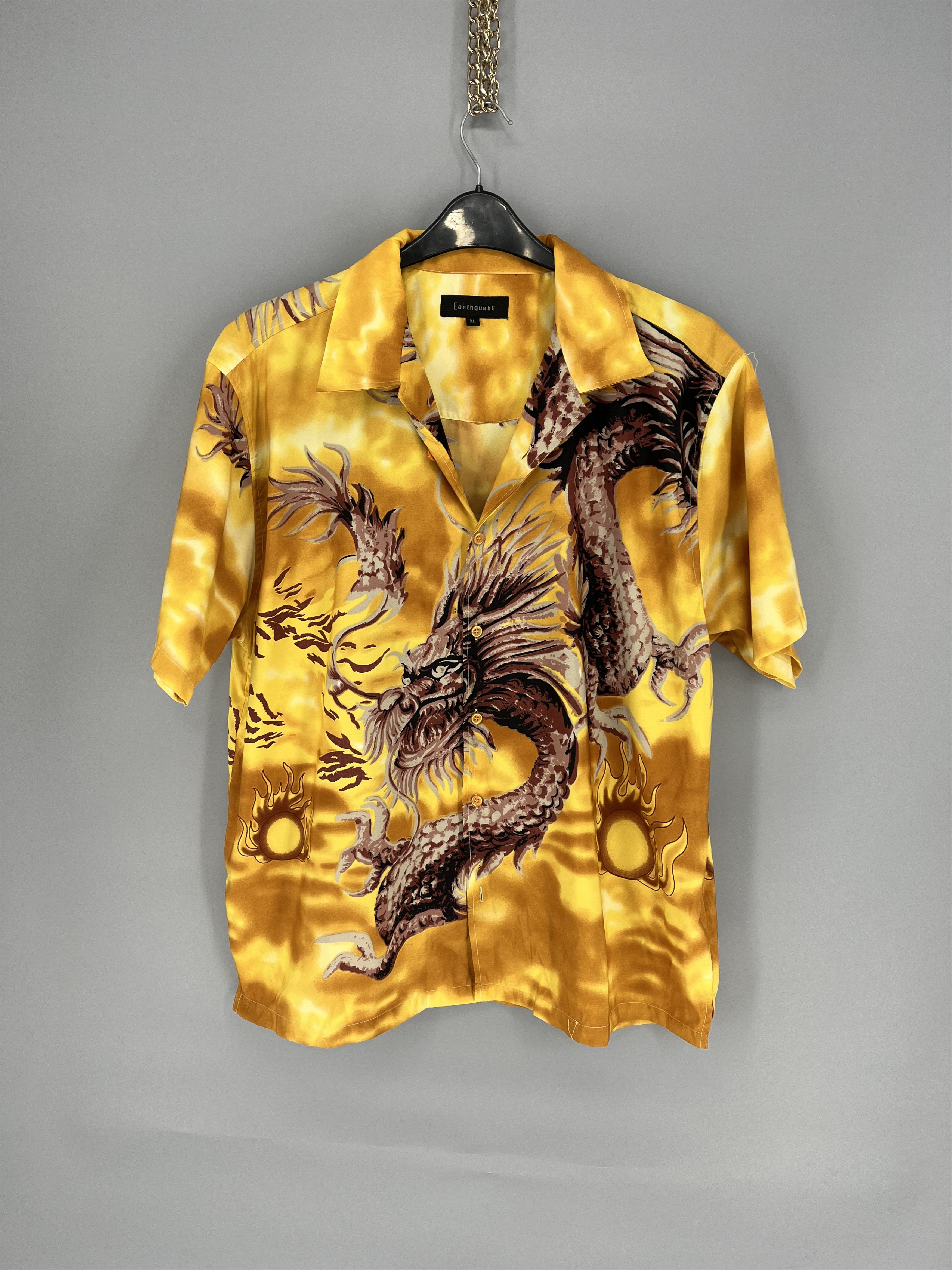 Japanese Brand Vintage Japanese Dragon Yellow Hawaiian Crazy Shirt Size US XL / EU 56 / 4 - 1 Thumbnail