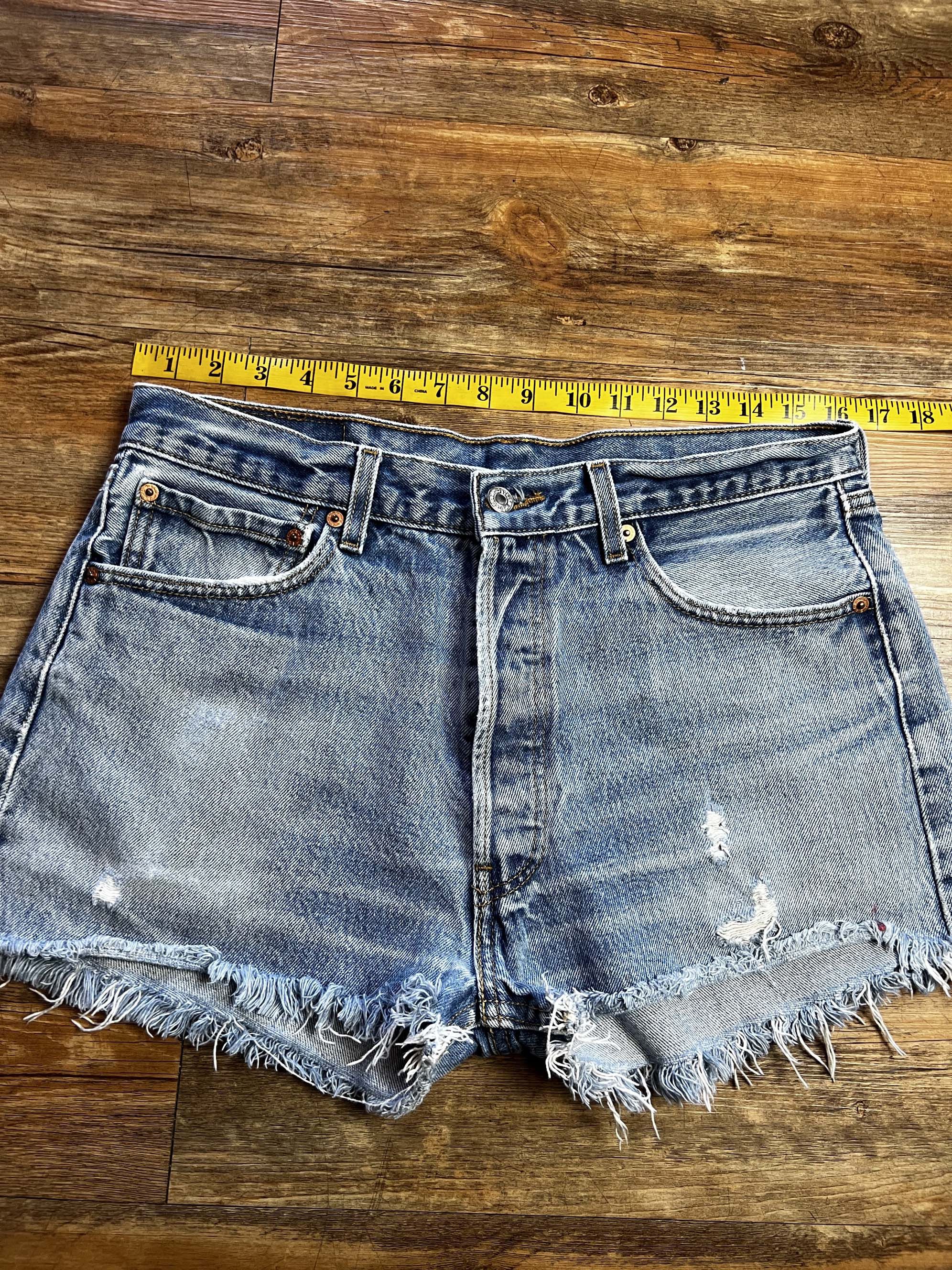 Levi's Vintage Clothing Vintage 1990's Levi's 501 Cut Off Blue Jean Short Shorts Size 33" - 7 Thumbnail