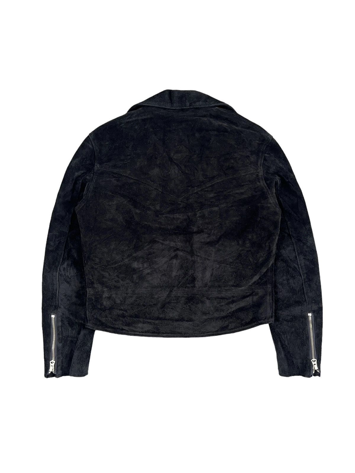 FACTOTUM × Genuine Leather × Japanese Brand Factotum 🇯🇵 Suede Leather Cropped Biker Jacket Size M / US 6-8 / IT 42-44 - 2 Thumbnail