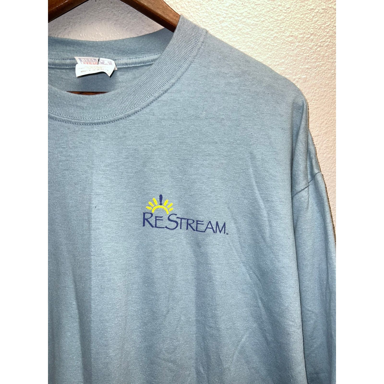 Hanes Vintage Restream Shirt Sunshine Blue Long Sleeve Tee 90s XL Size US XL / EU 56 / 4 - 3 Thumbnail