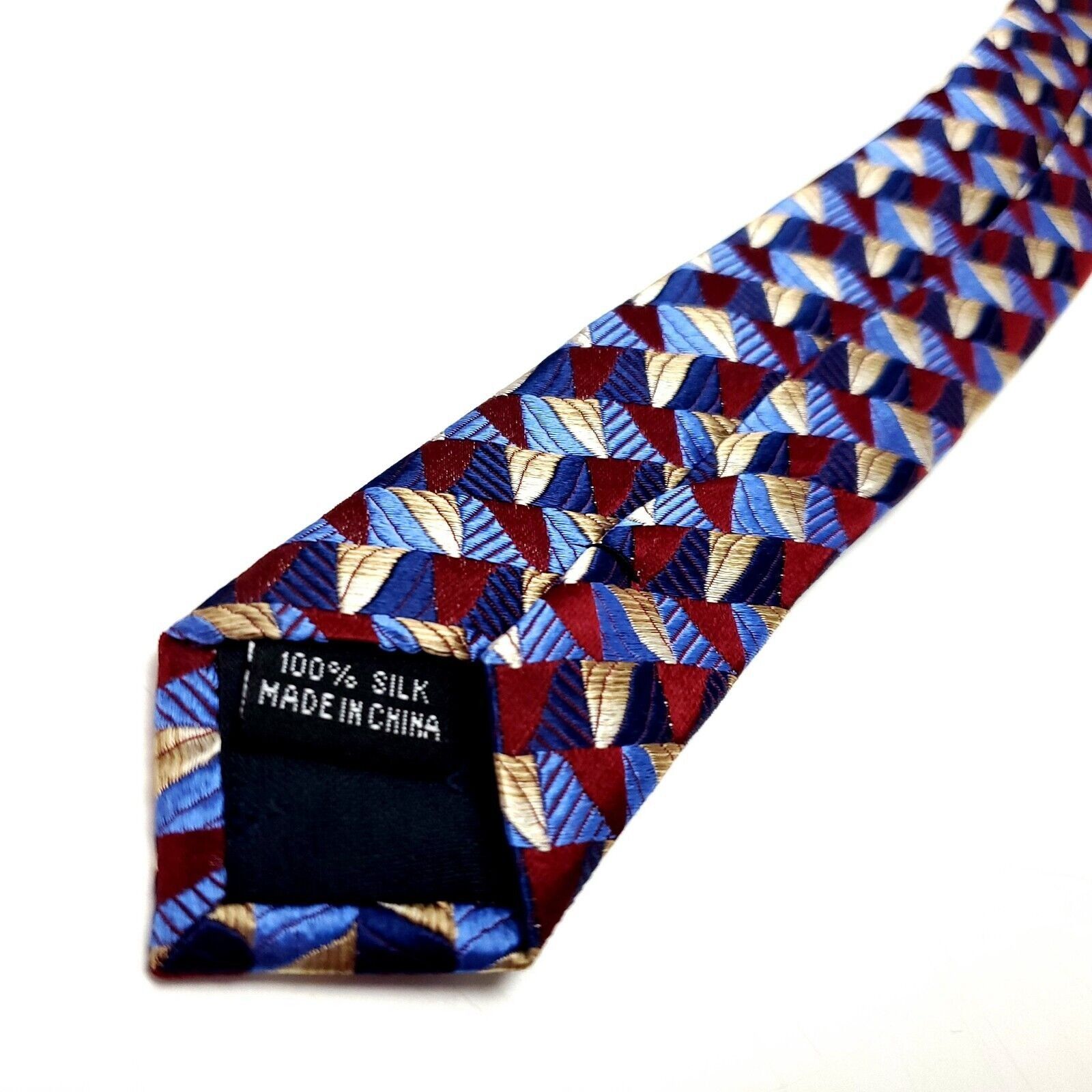 Pronto Uomo Pronto Uomo Couture Silk Tie Woven Red Blue Yellow Geometric Size ONE SIZE - 6 Thumbnail