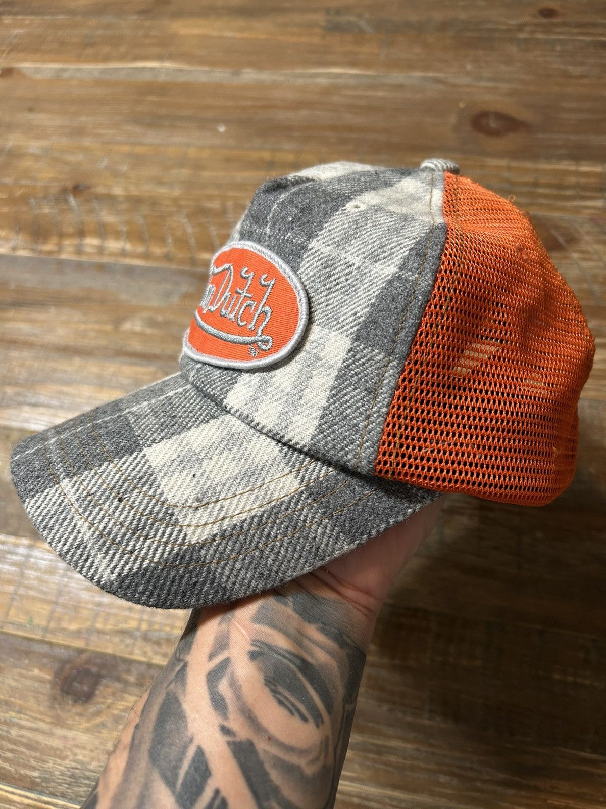 Von Dutch VTG VON DUTCH FLANNEL ORANGE TRUCKER Hat Size ONE SIZE - 2 Thumbnail