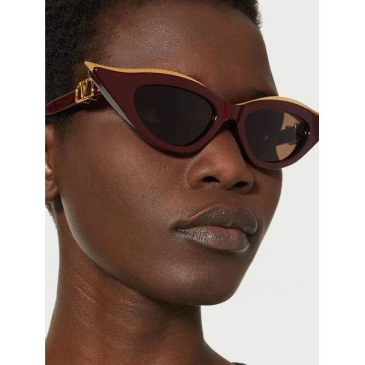 Valentino Valentino V-GOLDCUT-II VLS-114B Sunglasses Bordeaux Cat Eye Size ONE SIZE - 5 Thumbnail