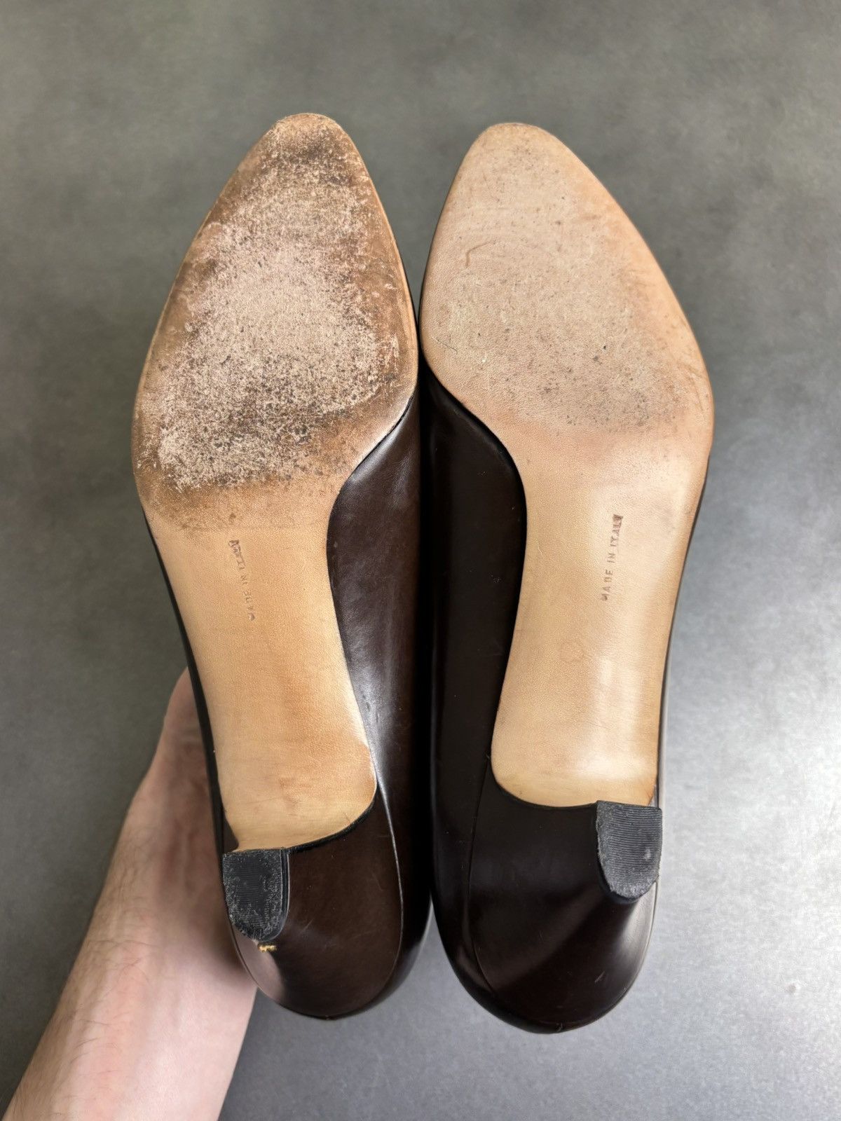 Salvatore Ferragamo × Vintage Vintage Ferragamo Heels Brown Leather Slip On 1980s Box Size US 9.5 / IT 39.5 - 10 Thumbnail