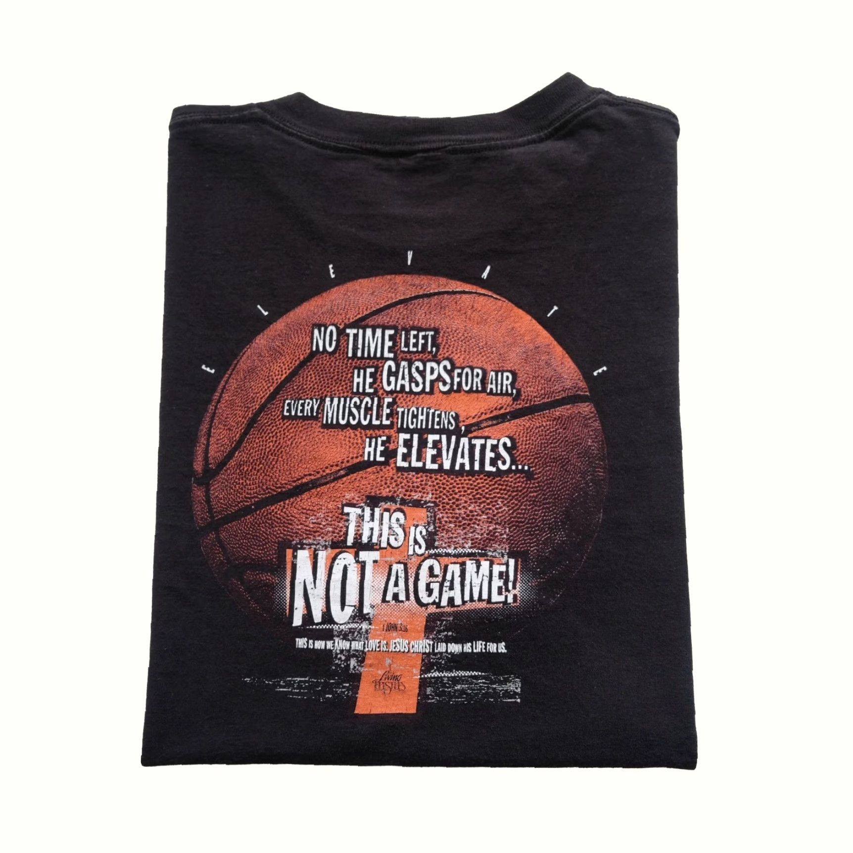 Delta VINTAGE Delta T-Shirt Graphic Print 90s Bible God Elevate Not a Game Black XL Men Short Sleeve Crew Neck Size US XL / EU 56 / 4 - 2 Thumbnail