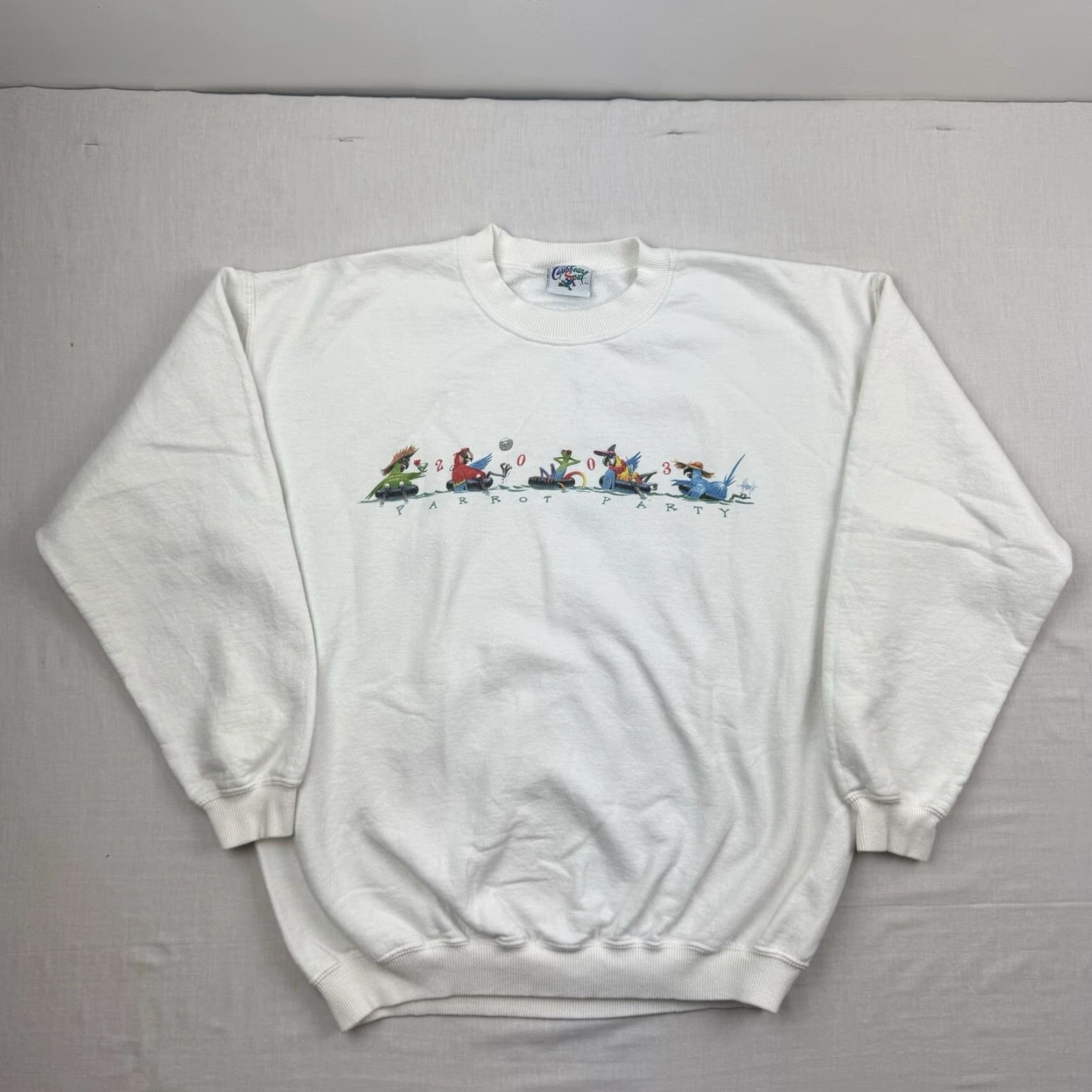 Vintage VINTAGE Caribbean Soul Sweatshirt Mens Large White Parrot Party Nature 2003 Y2K Size US L / EU 52-54 / 3 - 5 Thumbnail