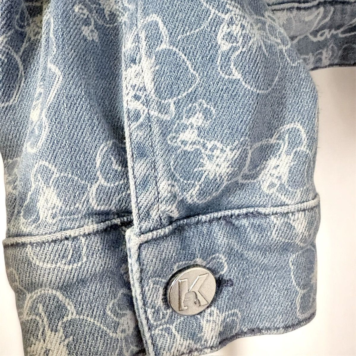 Karl Lagerfeld Karl Lagerfeld Light Blue Floral-Print Denim Jacket Size S / US 4 / IT 40 - 7 Thumbnail
