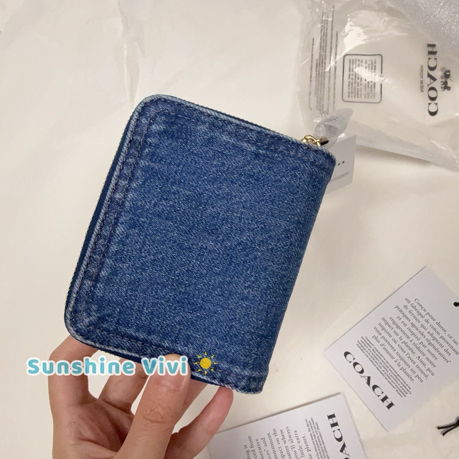 Coach NWT Coach Essential Billfold Denim Wallet CAU96 Deep Blue Size ONE SIZE - 2 Thumbnail