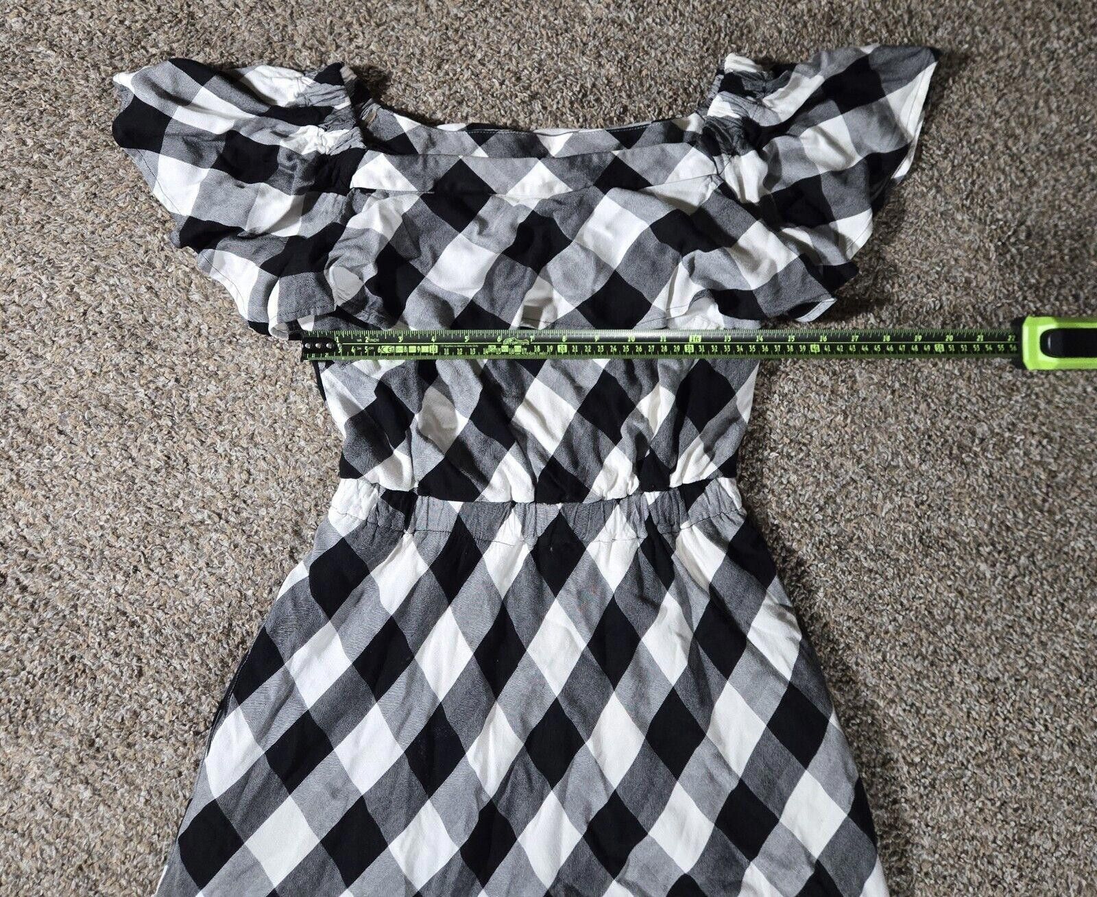 Designer Black And White Gingham Off The Shoulder Dress By Beauport S Size S / US 4 / IT 40 - 4 Thumbnail
