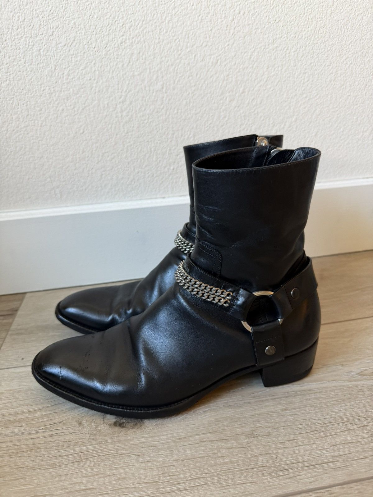 Saint Laurent Paris FW13 Leather Chain Harness Wyatt Boots 40 Size US 7.5 / EU 40-41 - 4 Thumbnail