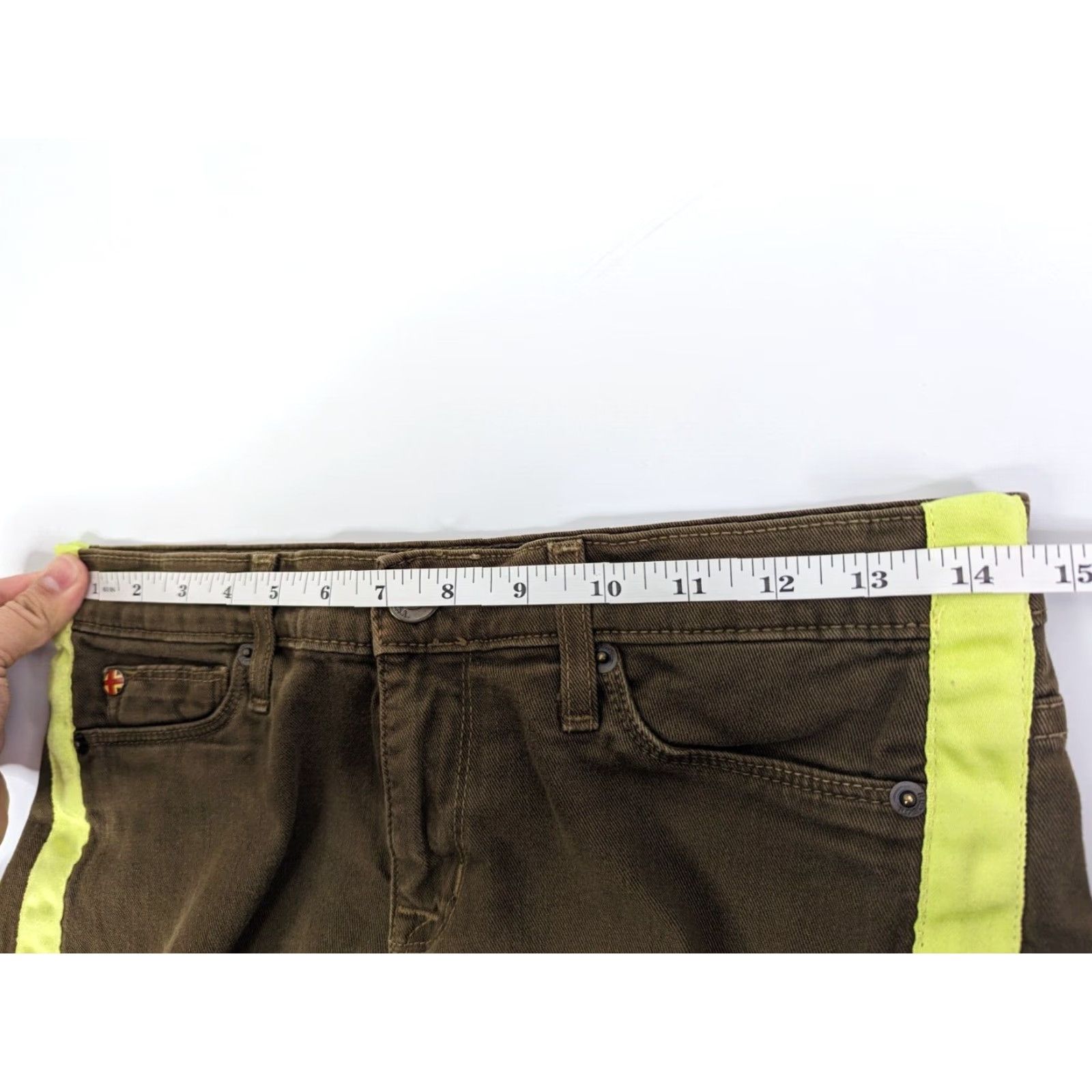 Hudson Hudson Loulou Tuxedo Crop Super Skinny Jeans Women's 25 Chopin Green Stripe USA Jeans Crop Green Stripe 25 Womens Size 42" / US 20 - 7 Thumbnail