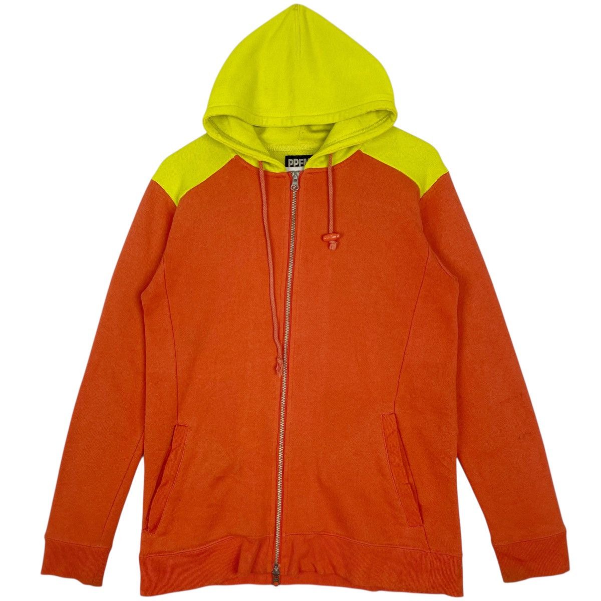 Vintage PPFM Printed Hoodie Yellow/Green Pullover Size L