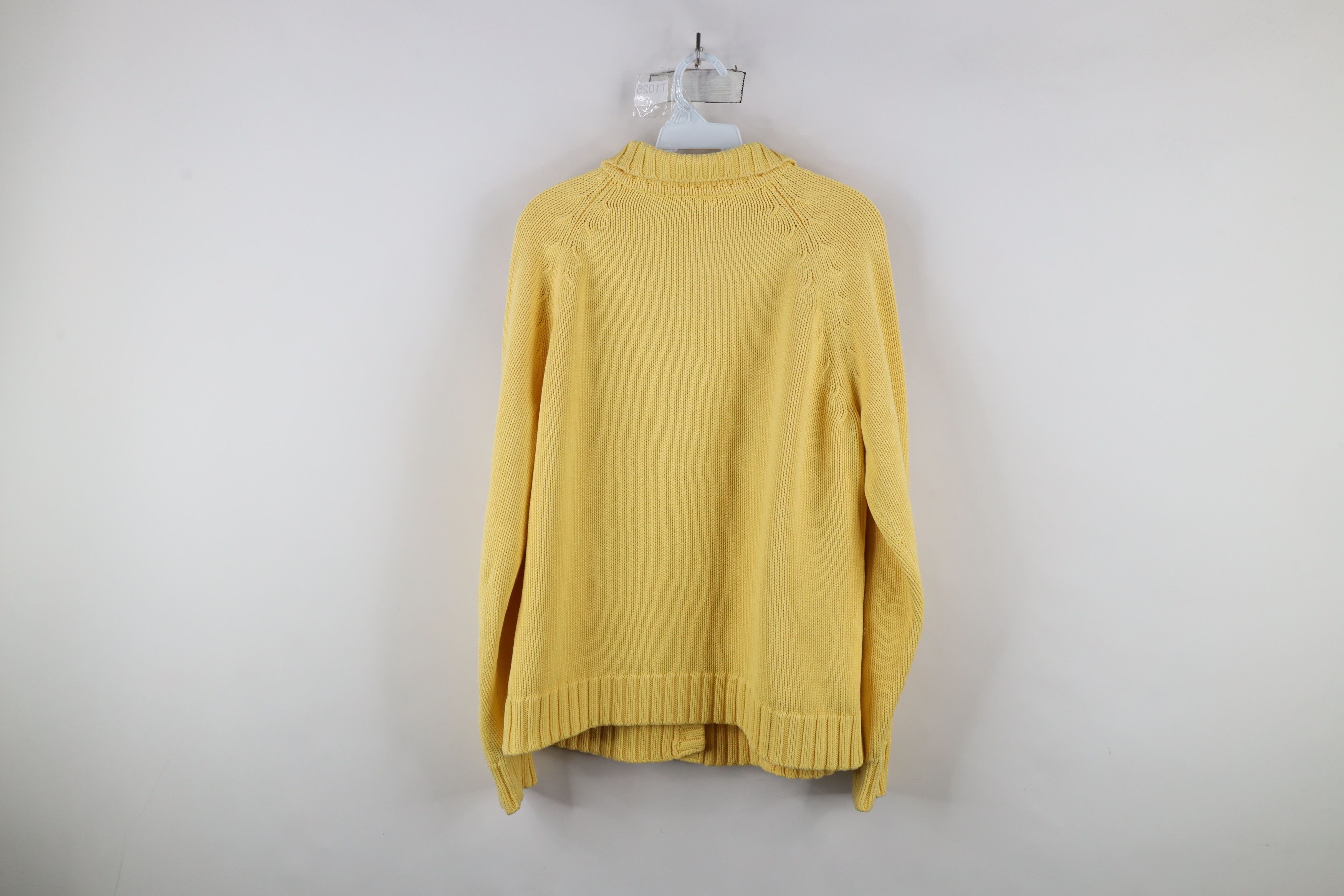 Lands' End × Vintage Vintage 90s Lands End Knit Cardigan Sweater Yellow Japan Size XL / US 12-14 / IT 48-50 - 11 Thumbnail