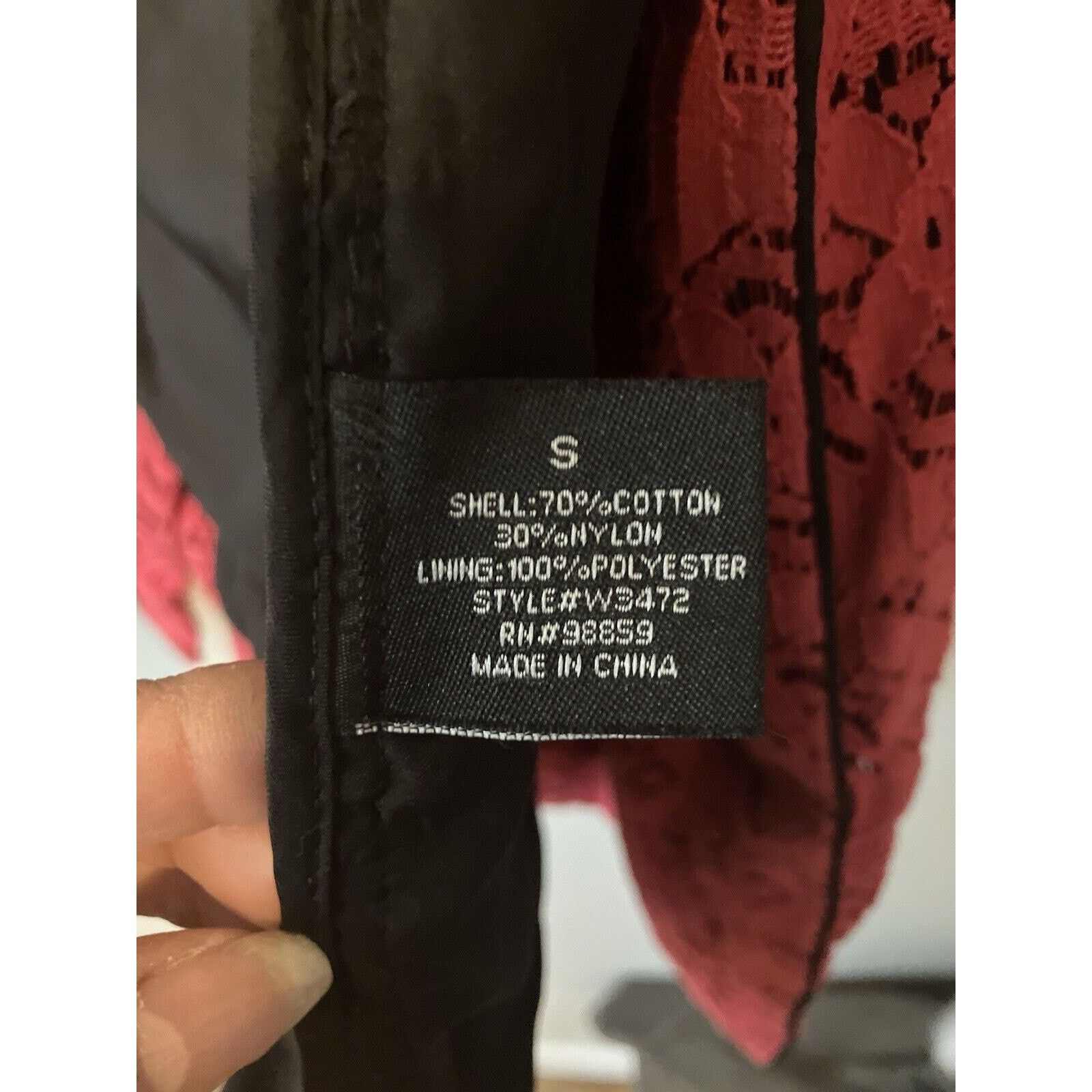 W&LT W118 Walter Baker Pallava Lace Trench Coat Red Black Small Size S / US 4 / IT 40 - 3 Thumbnail