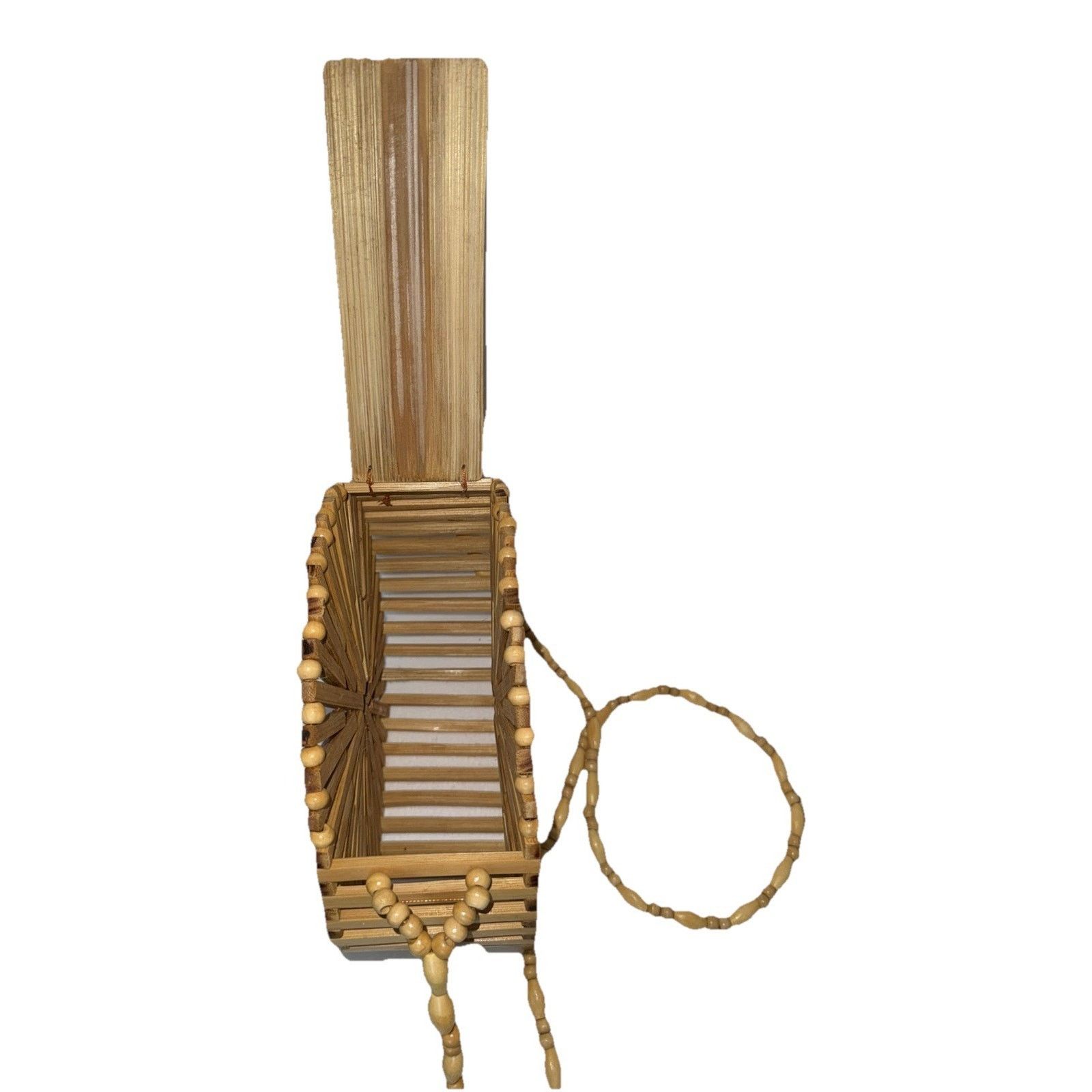 The Unbranded Brand Handmade Bamboo Open Slats Cylinder Purse 8in Shoulder Strap Size ONE SIZE - 5 Thumbnail
