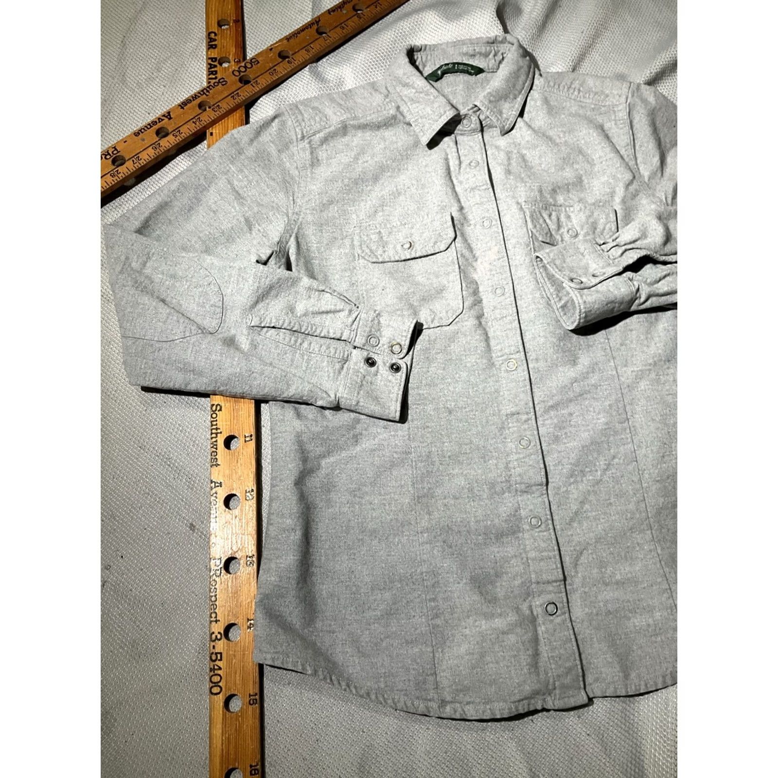 Vintage Woolrich Shirt Womens Medium Gray Pearl Snap Button-Up Flannel Chamois 100% Cotton Casual Preppy Basic Size M / US 6-8 / IT 42-44 - 6 Thumbnail