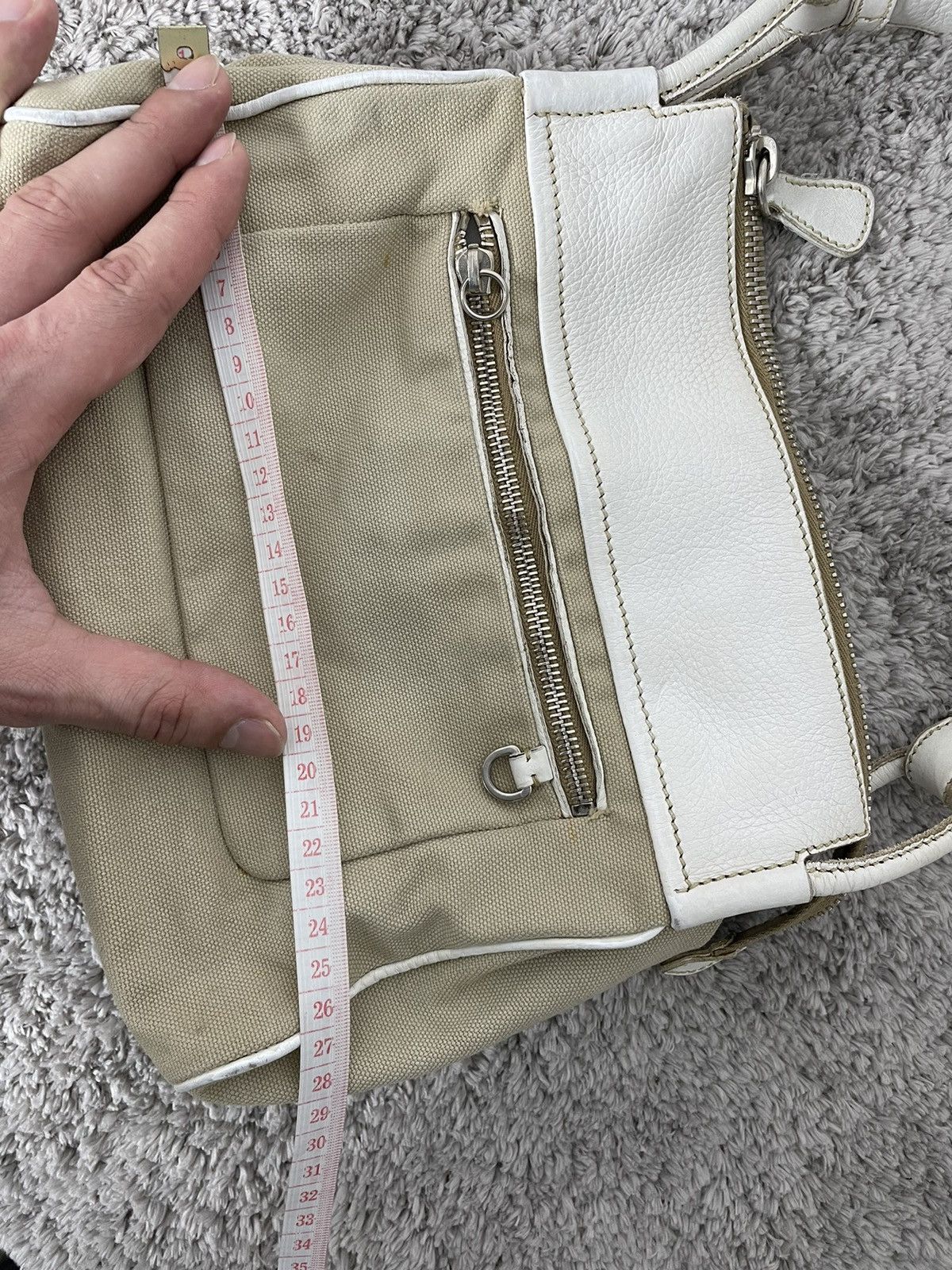 Prada Very Rare Prada Leather CANVAS SHOULDER BAG BEIGE Size ONE SIZE - 18 Thumbnail