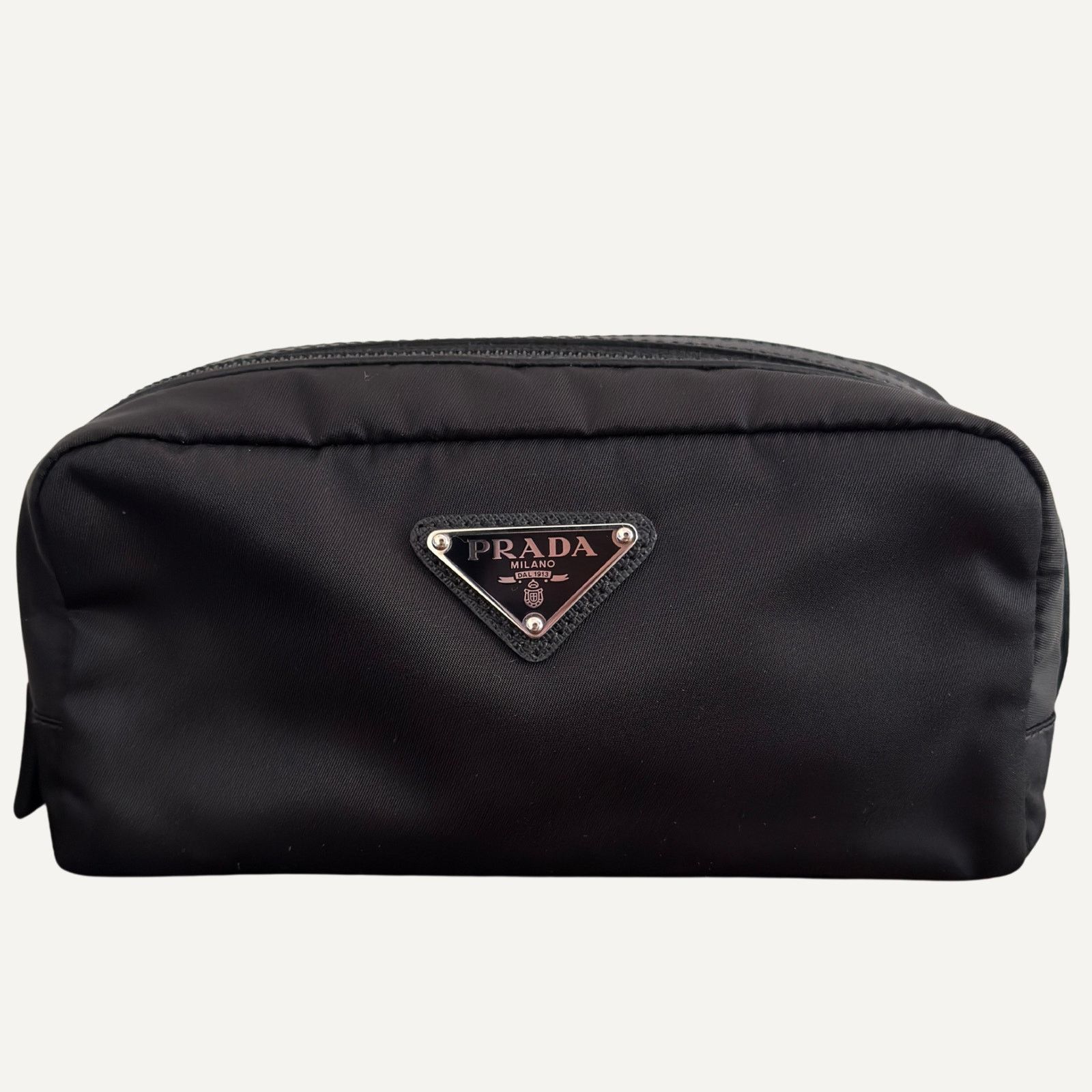 Prada Prada Re-Nylon Triangle Logo Toiletry Pouch Black Size ONE SIZE - 1 Thumbnail
