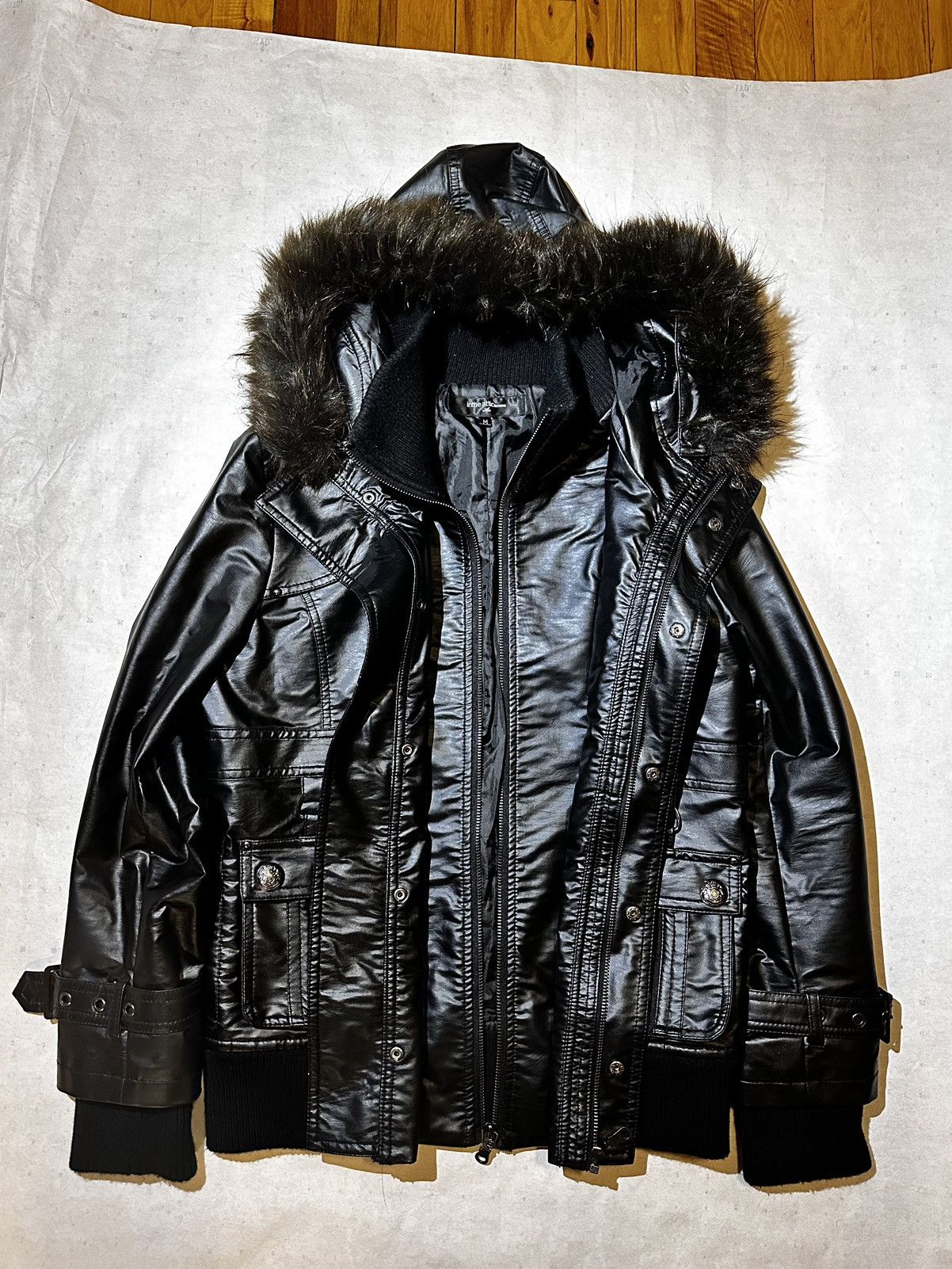 image of In The Attic Tactical Leather Rider Jacket in Black, Men's (Size Medium)