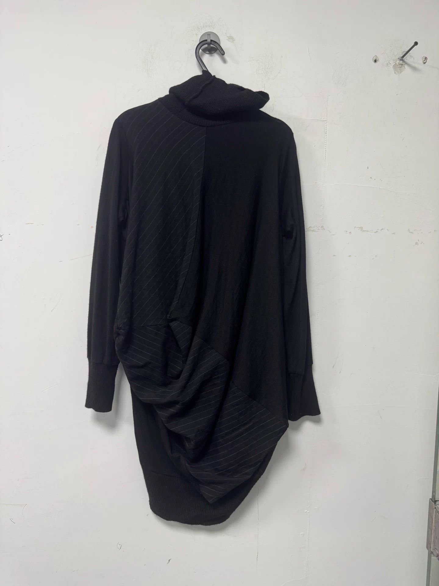 Other A.T.S Women's Black Pinstriped Wool Irregular Hem Long Dress 38 Size S / US 4 / IT 40 - 2 Thumbnail