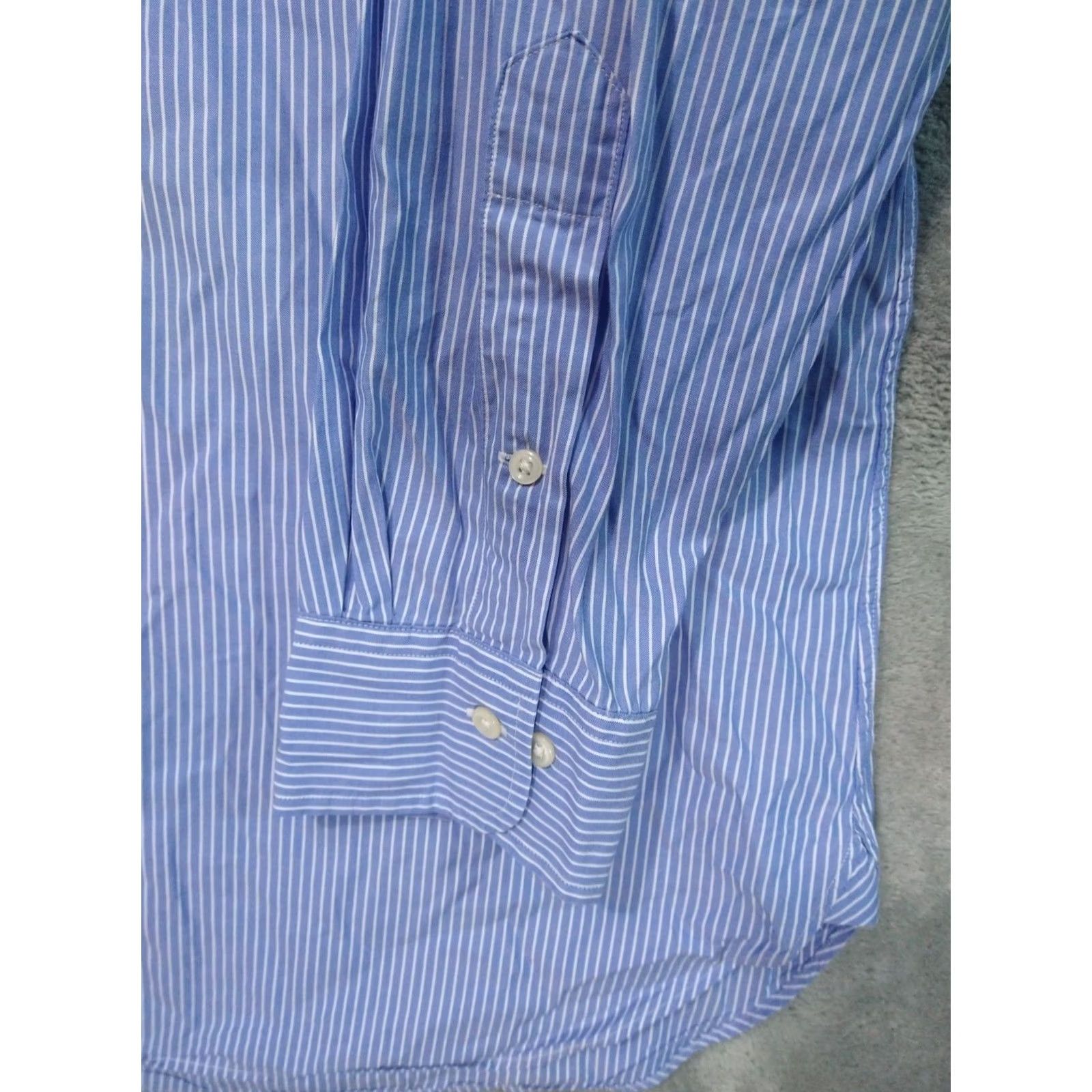 Ralph Lauren Ralph Lauren Shirt Mens 17 32/33 Blue Striped Long Sleeve Button-Down Cotton Shirt Size US XL / EU 56 / 4 - 3 Thumbnail