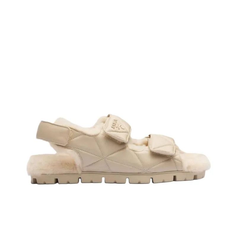 Prada o1w1db11124 Nappa Leather Sandals in Beige Size US 6 / IT 36 - 1 Thumbnail