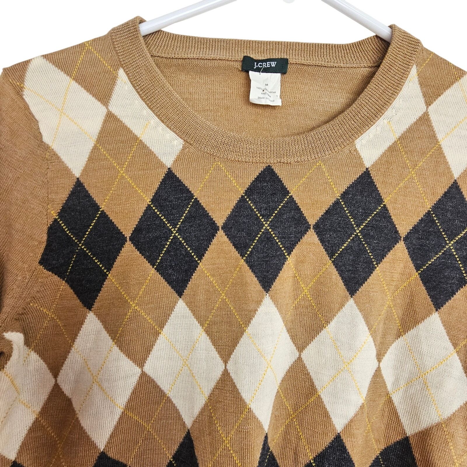 J.Crew J. Crew Womens Argyle Diamond Merino Wool Crew Neck Sweater Size M / US 6-8 / IT 42-44 - 2 Thumbnail