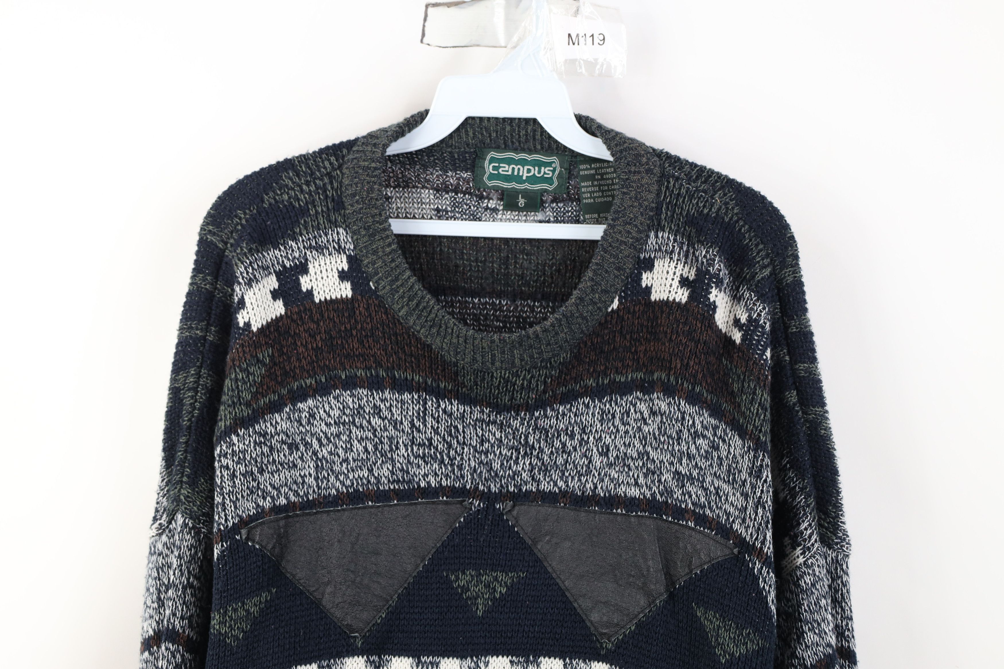 Vintage Vintage 90s Coogi Style Bassmaster Leather Trim Knit Sweater Size US L / EU 52-54 / 3 - 2 Thumbnail