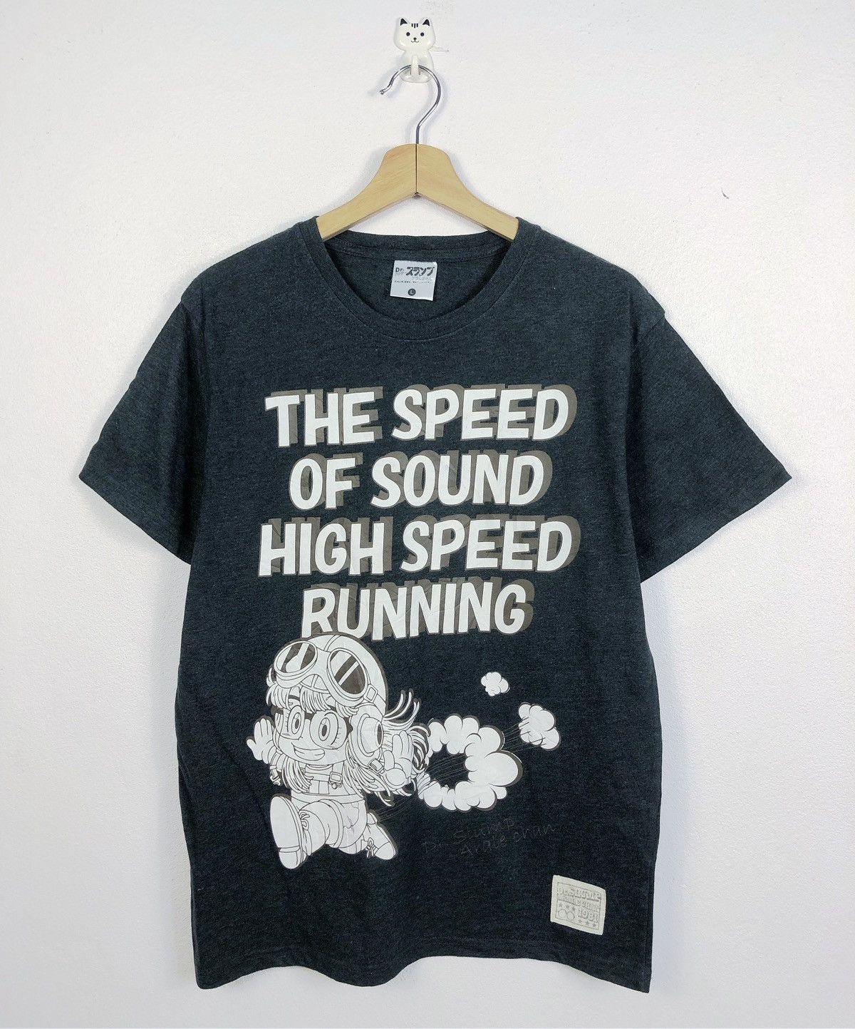 image of Anima x Cartoon Network Dr Slump Arale Chan Japan Anime Manga Tee in Grey, Men's (Size Large)