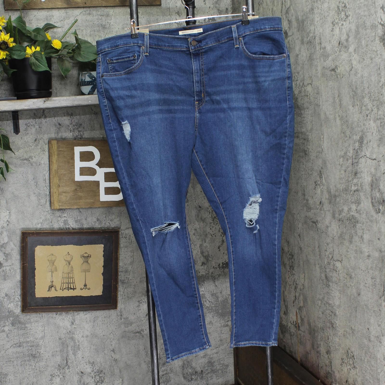 Nwt Levis High Rise Skinny Jeans Straight Through Blue 24w