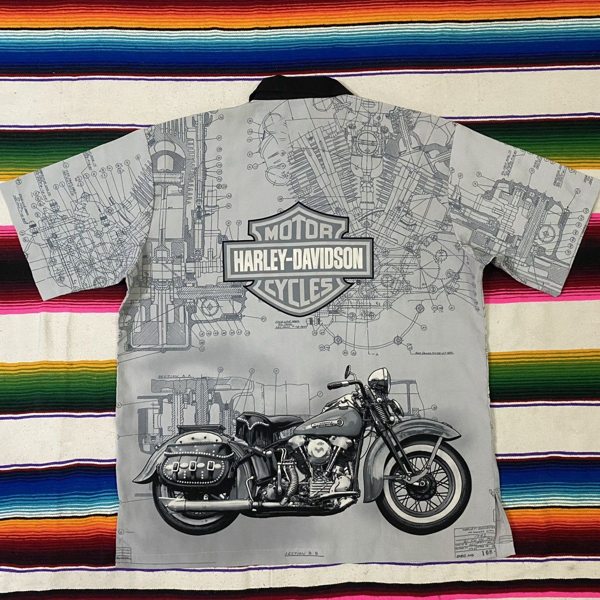 Harley Davidson × Vintage VINTAGE HARLEY DAVIDSON OVERPRINTED SHIRT SHIRT Size US L / EU 52-54 / 3 - 2 Thumbnail